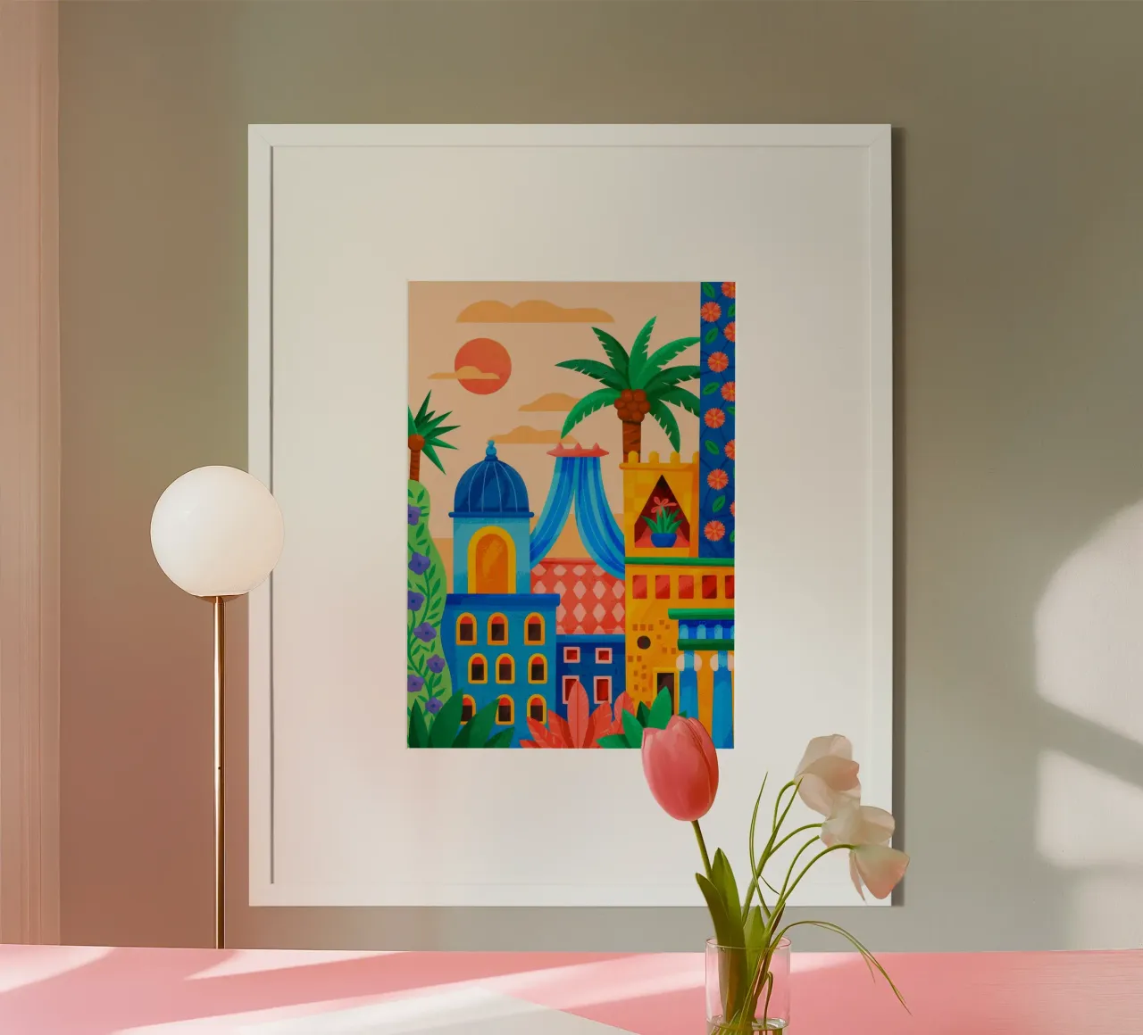 Sunset Oasis poster by Murni Strokes