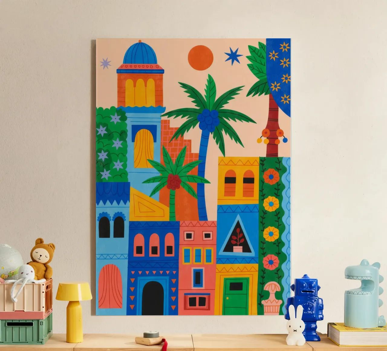 Vibrant Cityscape acrylic glass by Murni Strokes