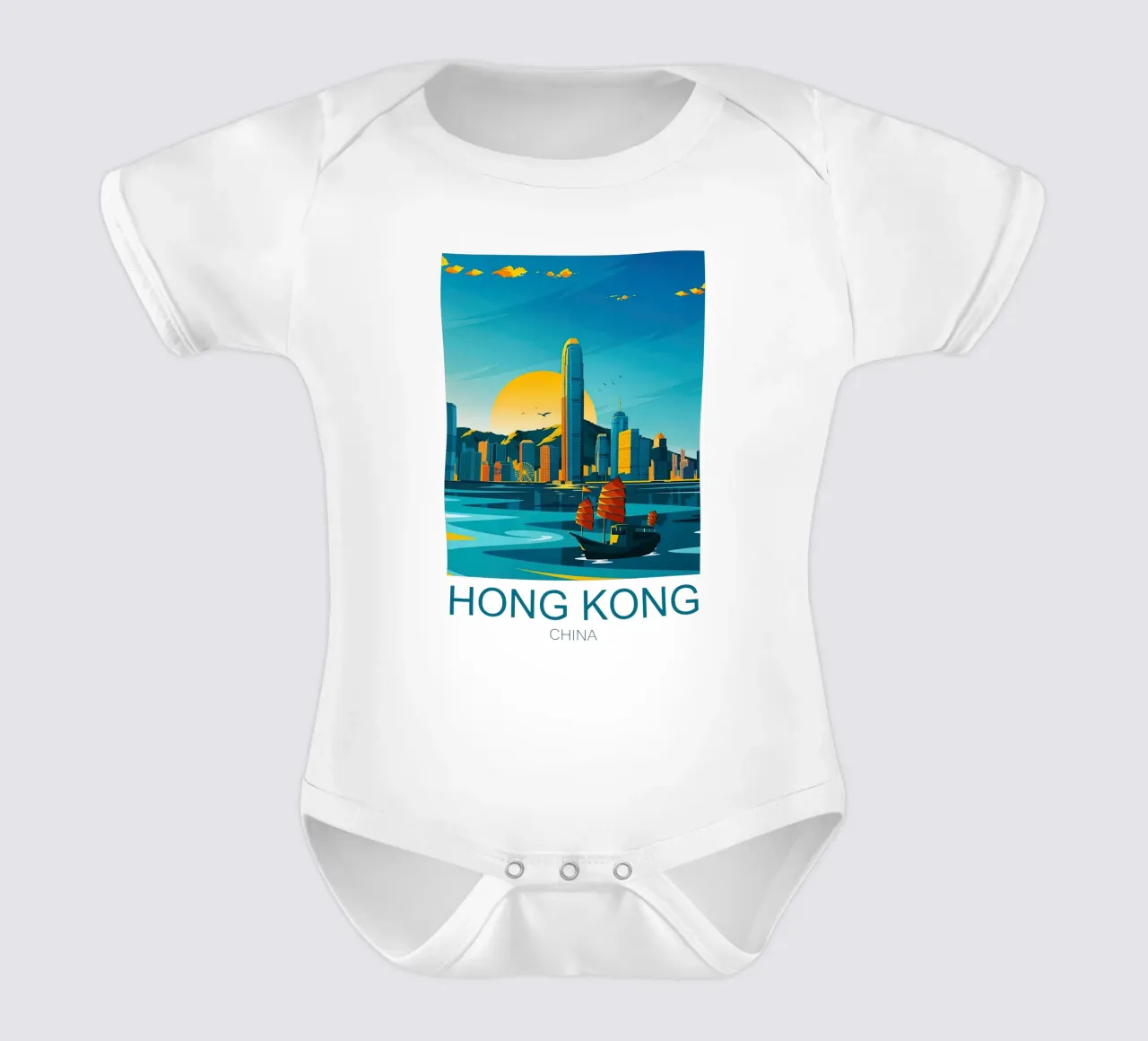 Traditionele reizen China, Hong Kong babyrompertje korte mouwen van Liliestudio