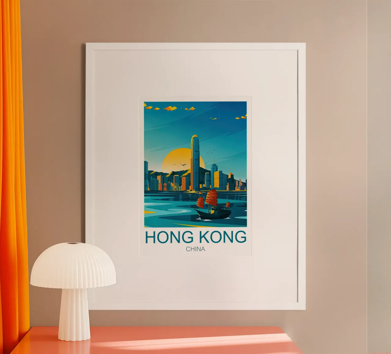 Traditionele reizen China, Hong Kong poster van Liliestudio