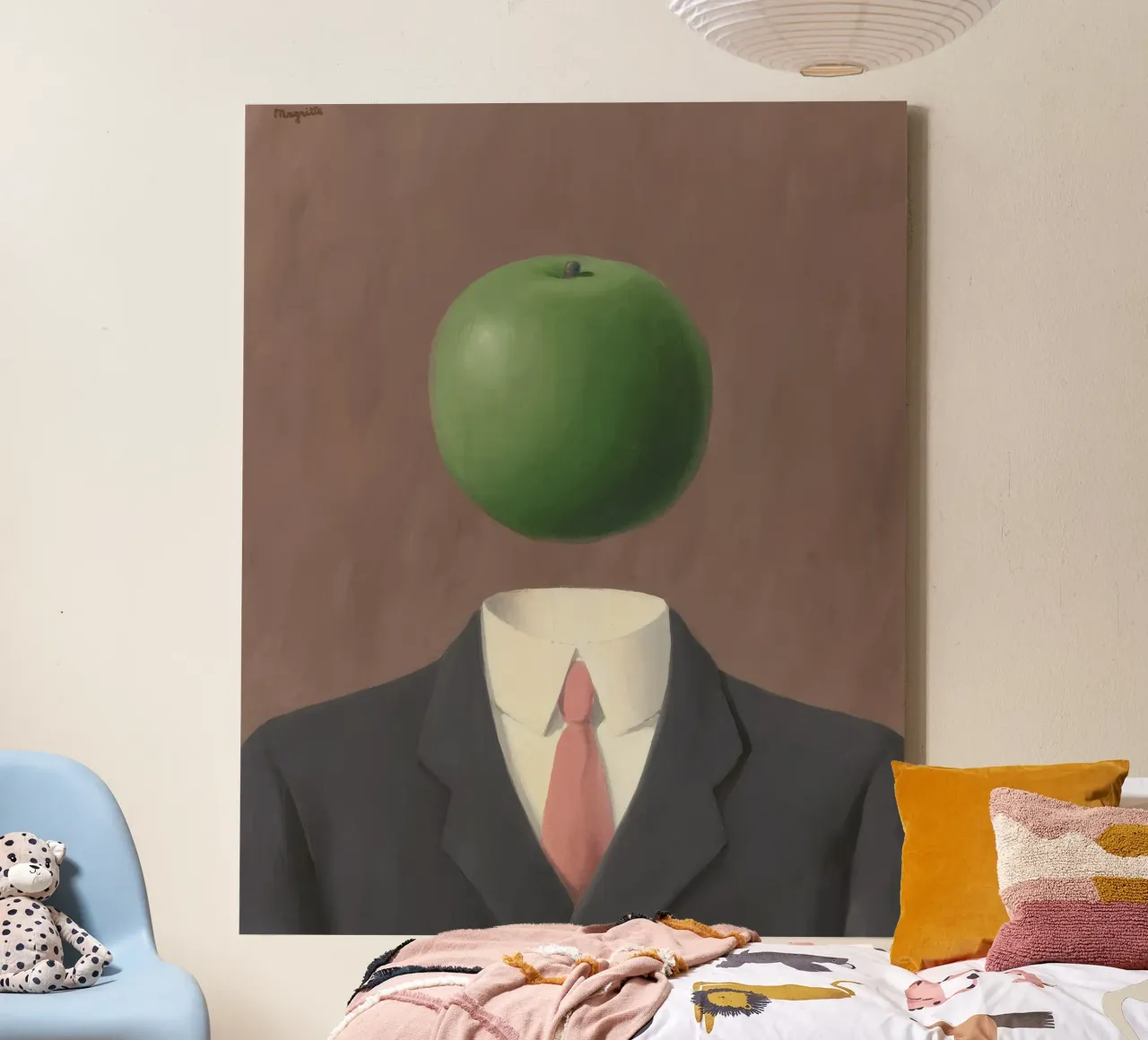 Magritte Man with Apple | Iconic Surrealist Art canvas with Floater frame by NorwesClub
