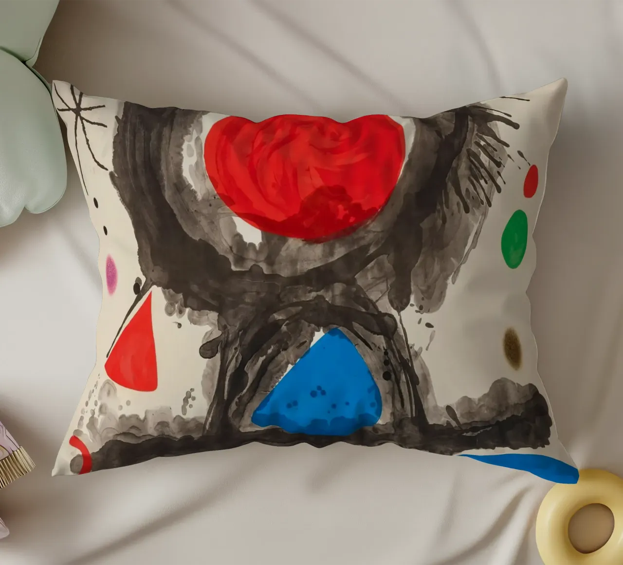 Miró Pico della Mirandola | Vibrant Abstract Art decorative cushion by NorwesClub