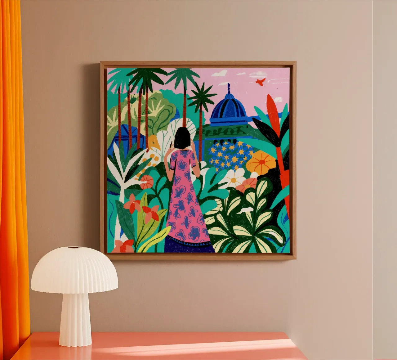 Serene tuin canvas met Baklijst van Murni Strokes