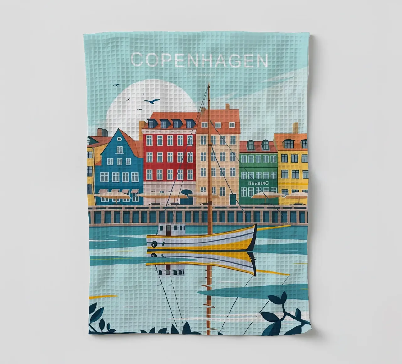 Imprimé de voyage traditionnel de Copenhague - Danemark torchon de Liliestudio