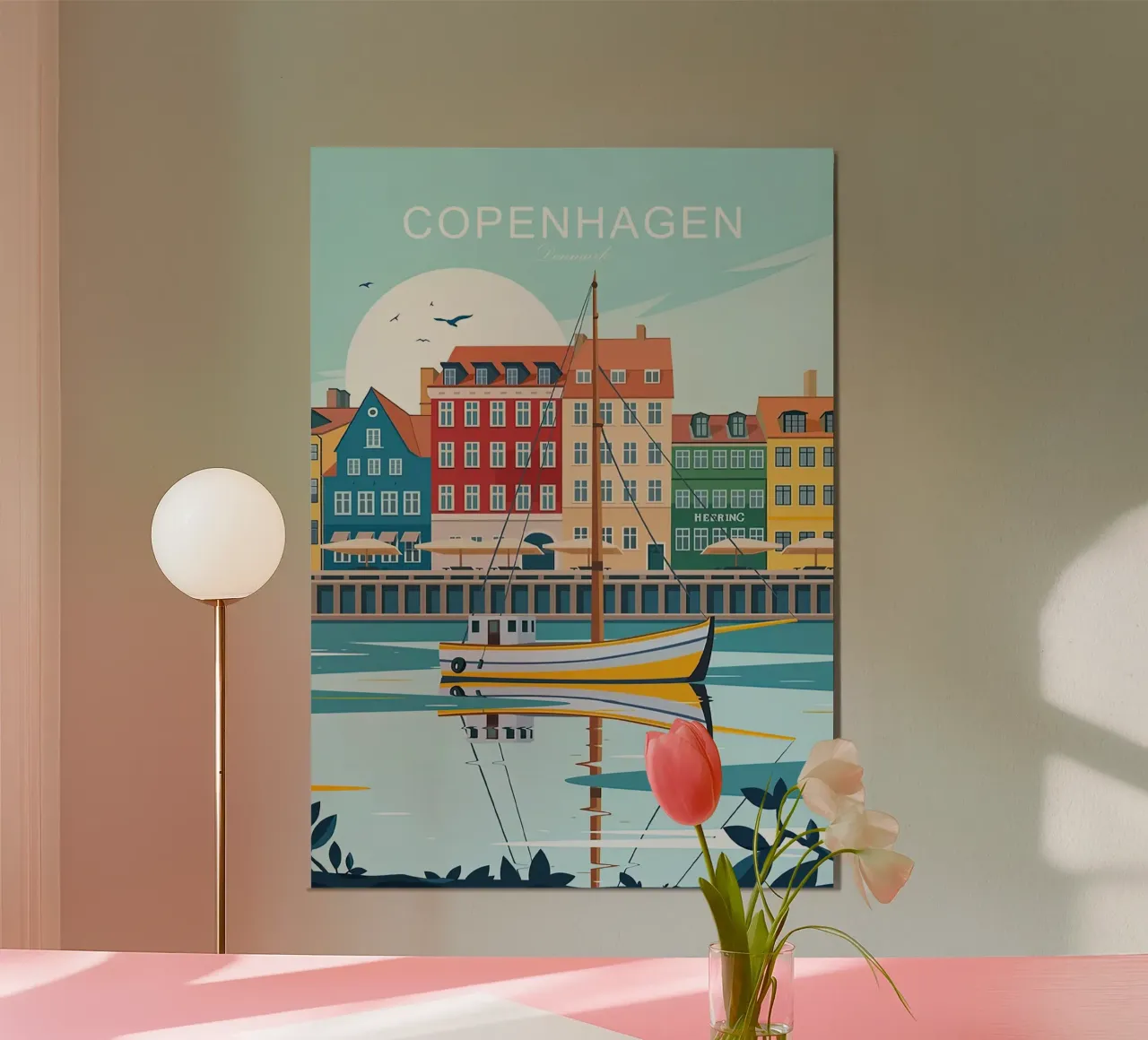 Stampa tradizionale da viaggio di Copenhagen - Danimarca poster da Liliestudio