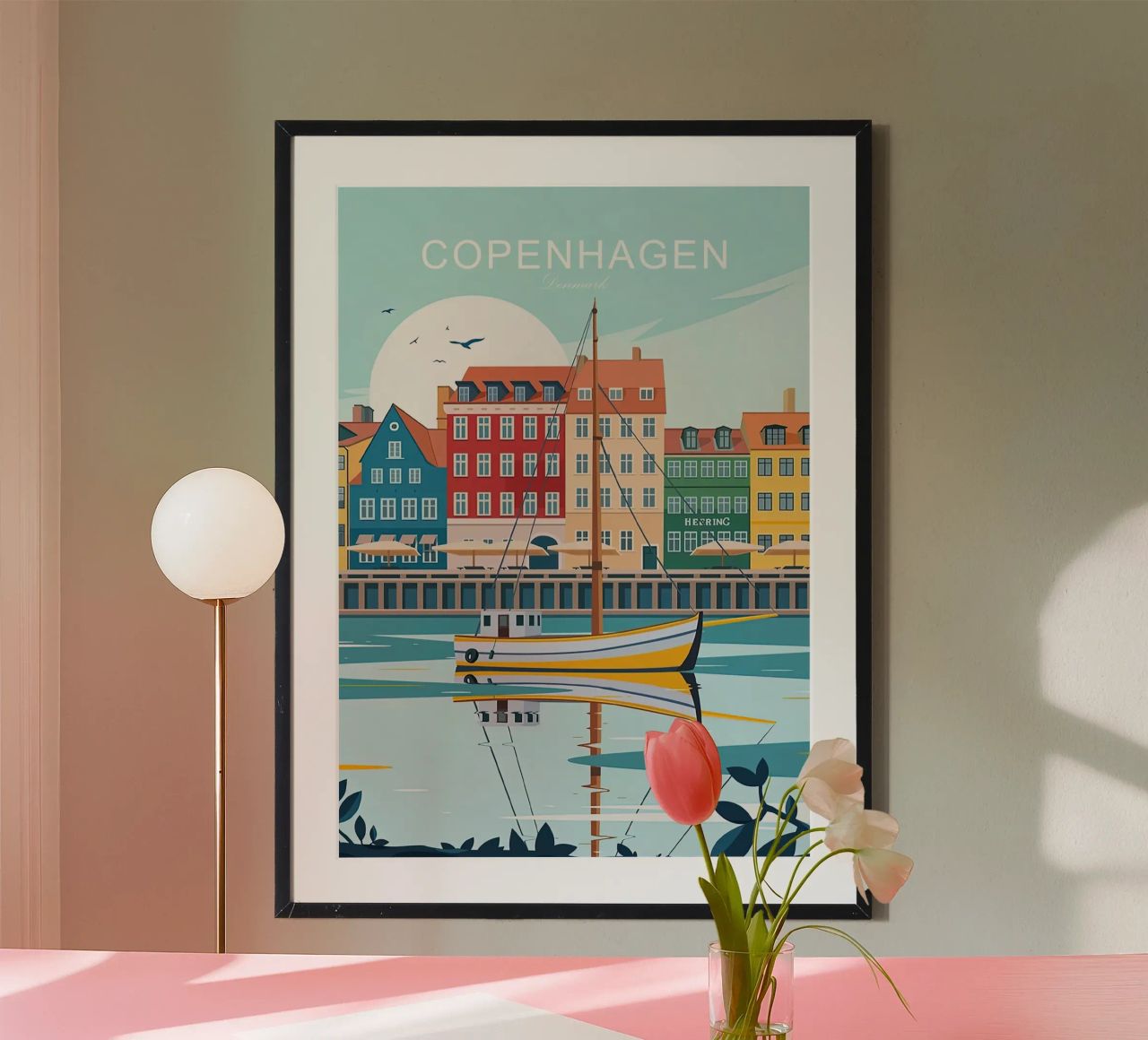 Copenhagen traditional travel print - Denmark poster by Liliestudio
