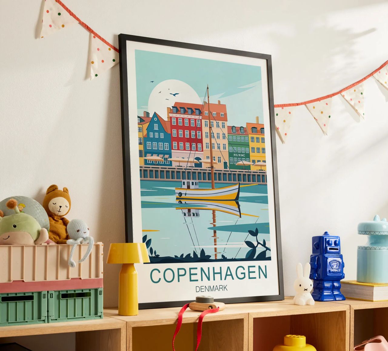 Copenhagen Vintage travel - Denmark poster by Liliestudio
