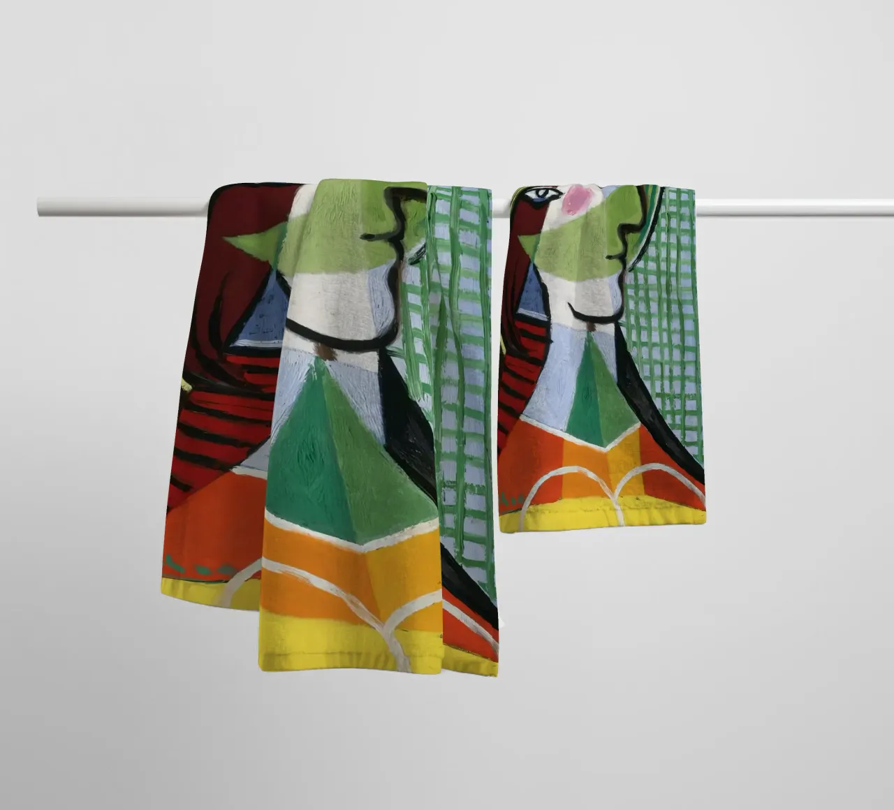 Picasso Woman's Head Print | Cubist Portrait towel by NorwesClub