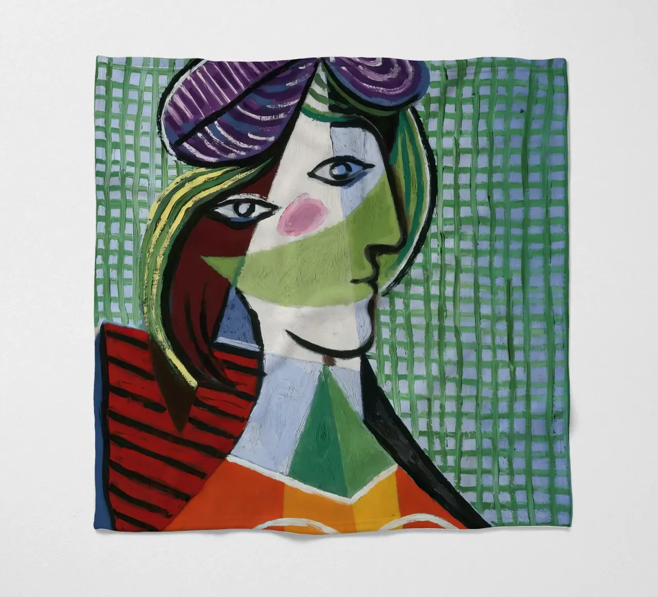 Picasso Woman's Head Print | Cubist Portrait fleece blanket by NorwesClub