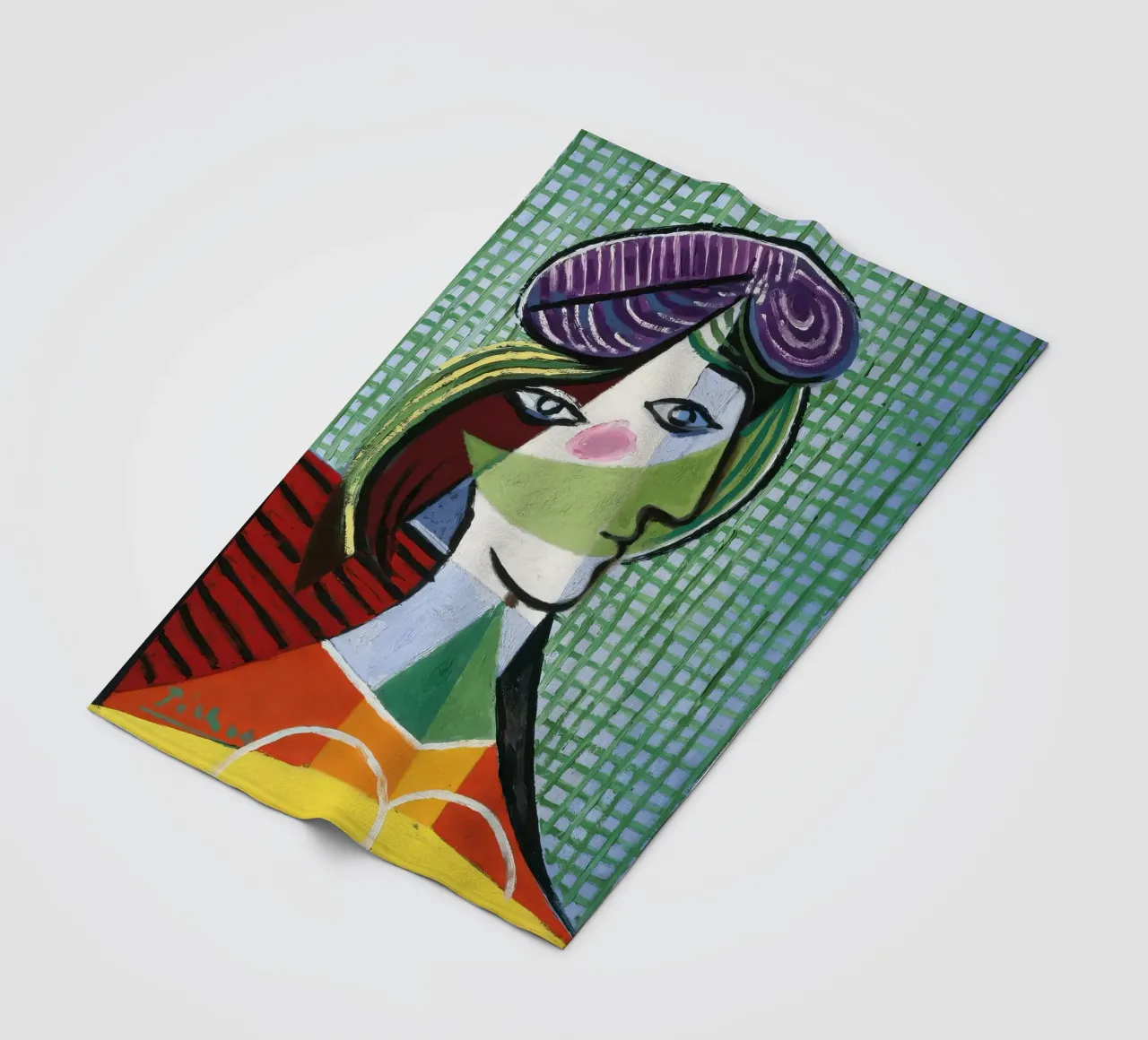 Picasso Woman's Head Print | Cubist Portrait fleece blanket by NorwesClub