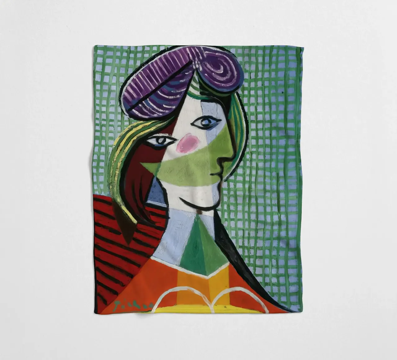 Picasso Woman's Head Print | Cubist Portrait fleece blanket by NorwesClub