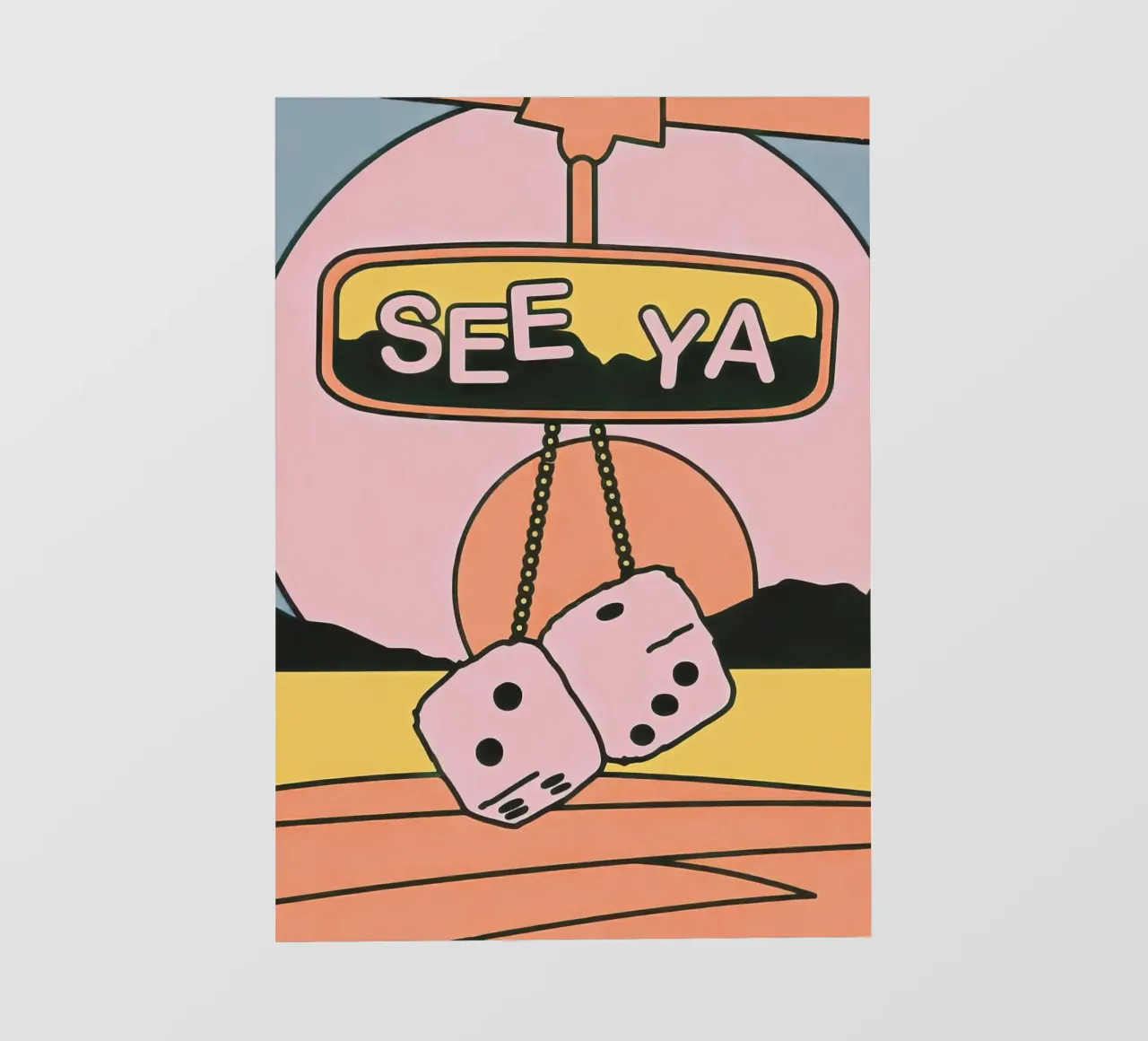 Retro See Ya Dice Art | Stampa estetica di metà secolo telo in pvc da NorwesClub