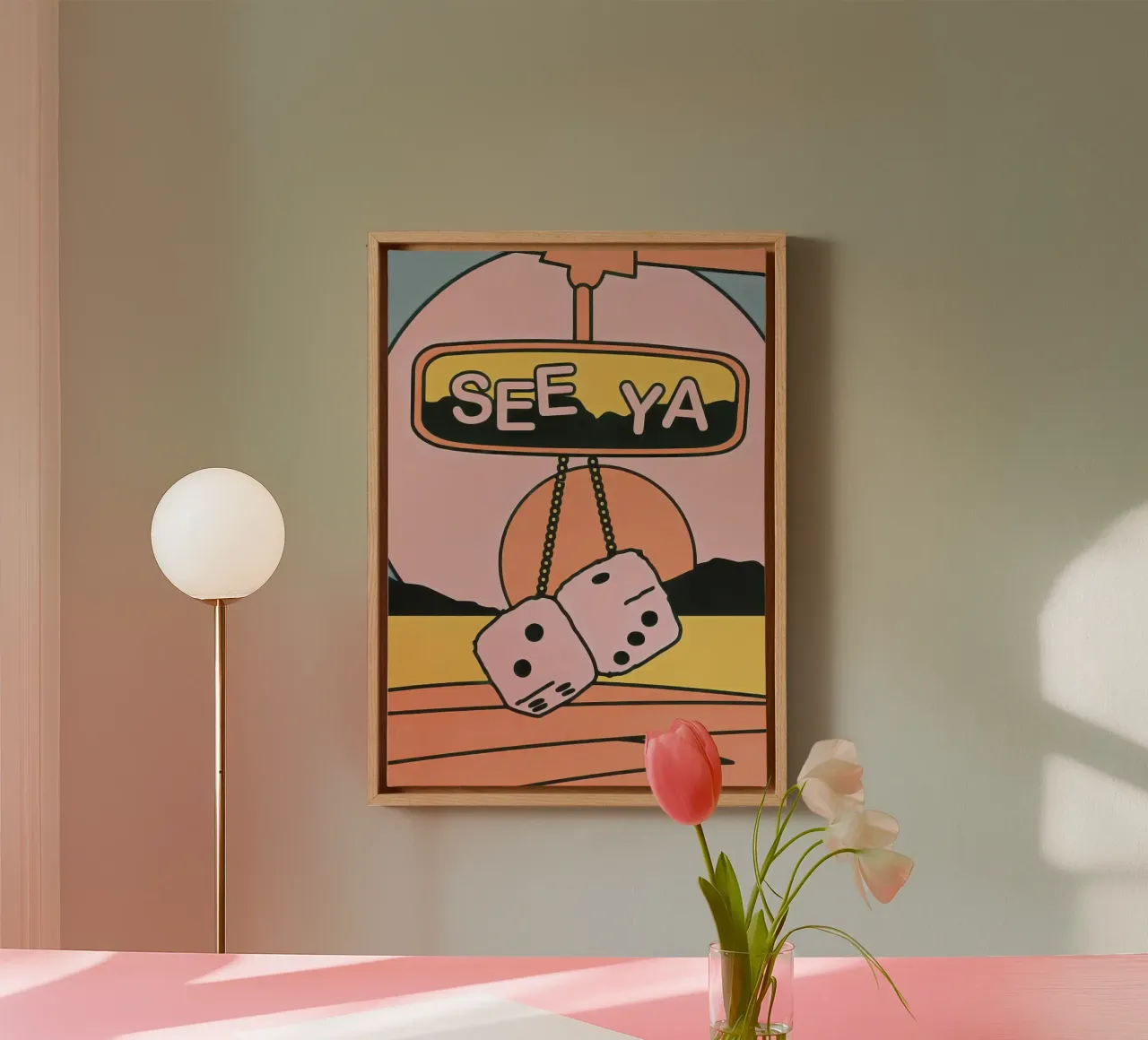 Retro See Ya Dice Kunst | Mid-Century Esthetische Print canvas met Baklijst van NorwesClub