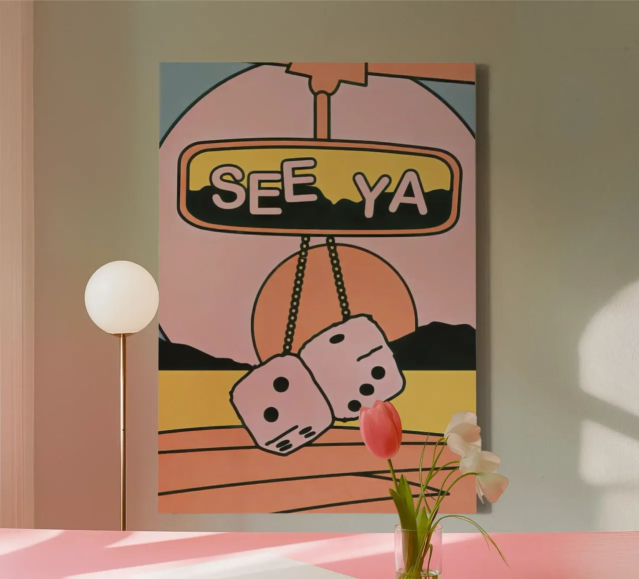 Retro See Ya Dice Kunst | Mid-Century Esthetische Print canvas met Baklijst van NorwesClub