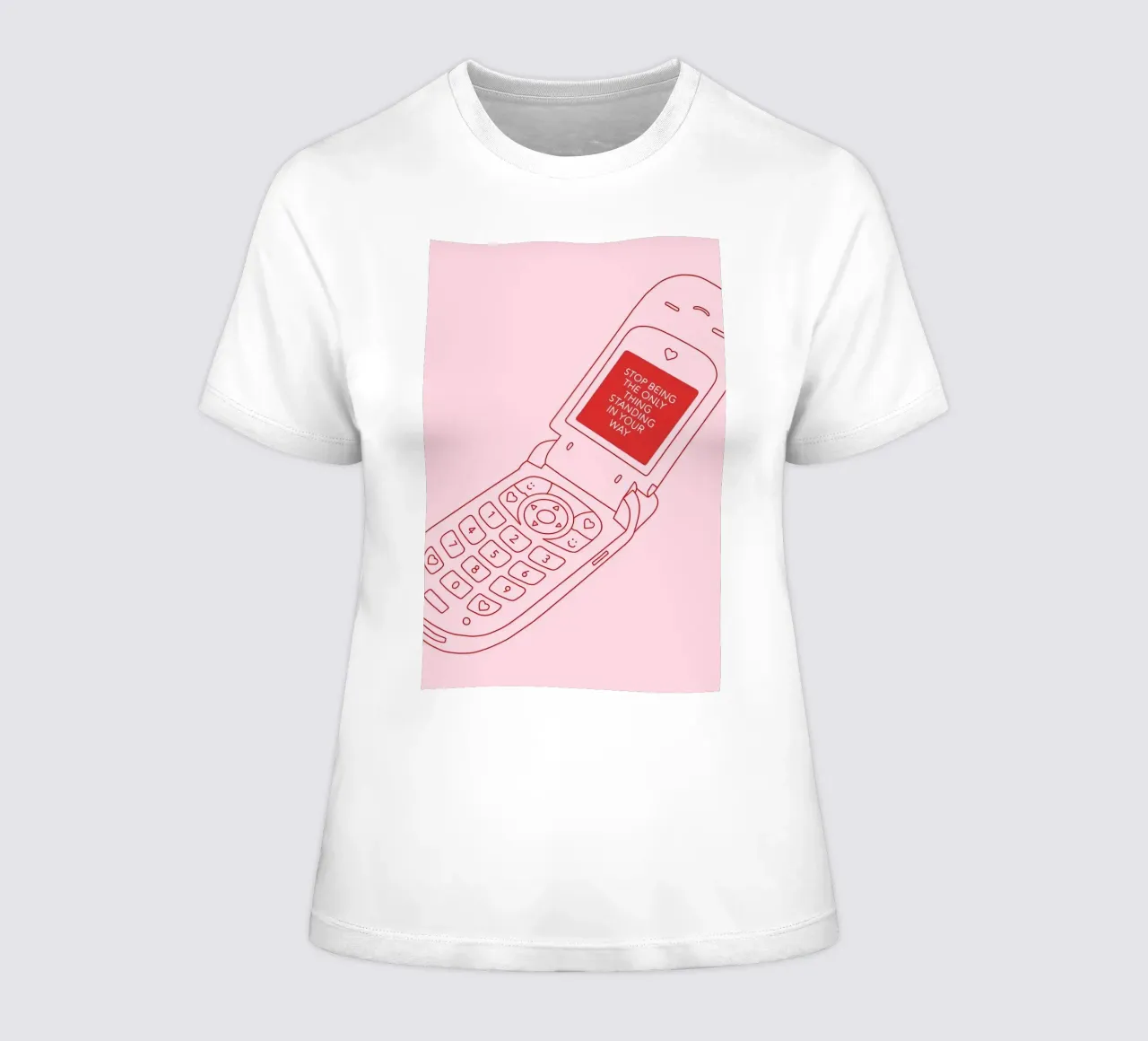 Retro Flip Phone Art | Stop Standing In Your Way women's fitted t-shirt by NorwesClub