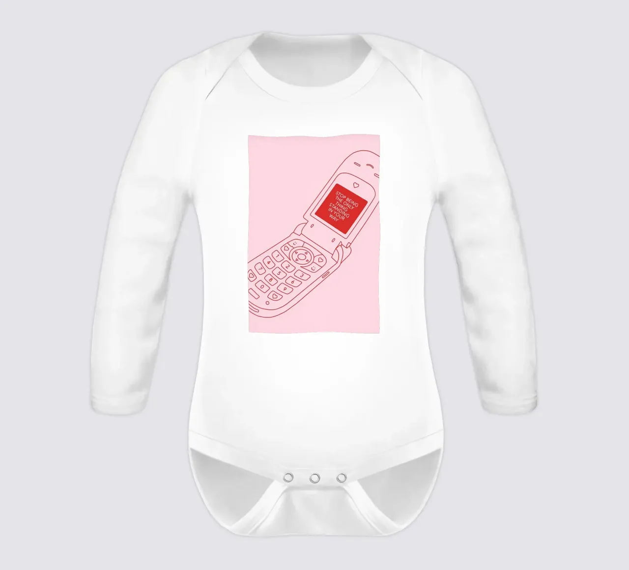 Retro Flip Phone Art | Stop met in de weg staan babyrompertje lange mouwen van NorwesClub