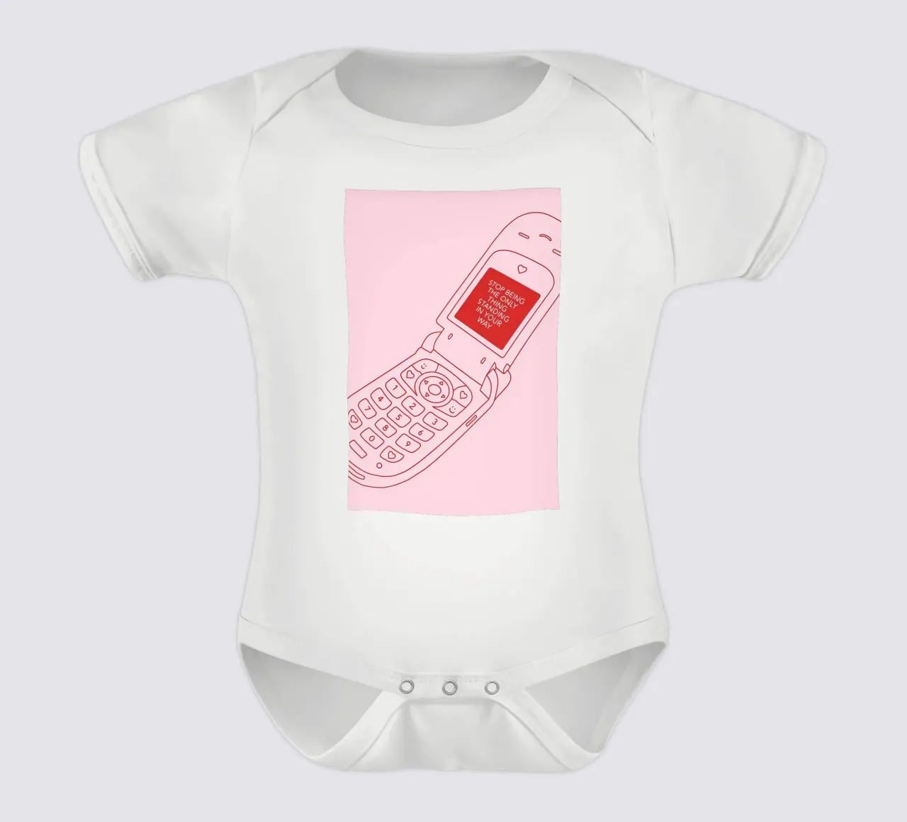 Retro Flip Phone Art | Hör auf, dir im Weg zu stehen Kurzarm Babybody von NorwesClub