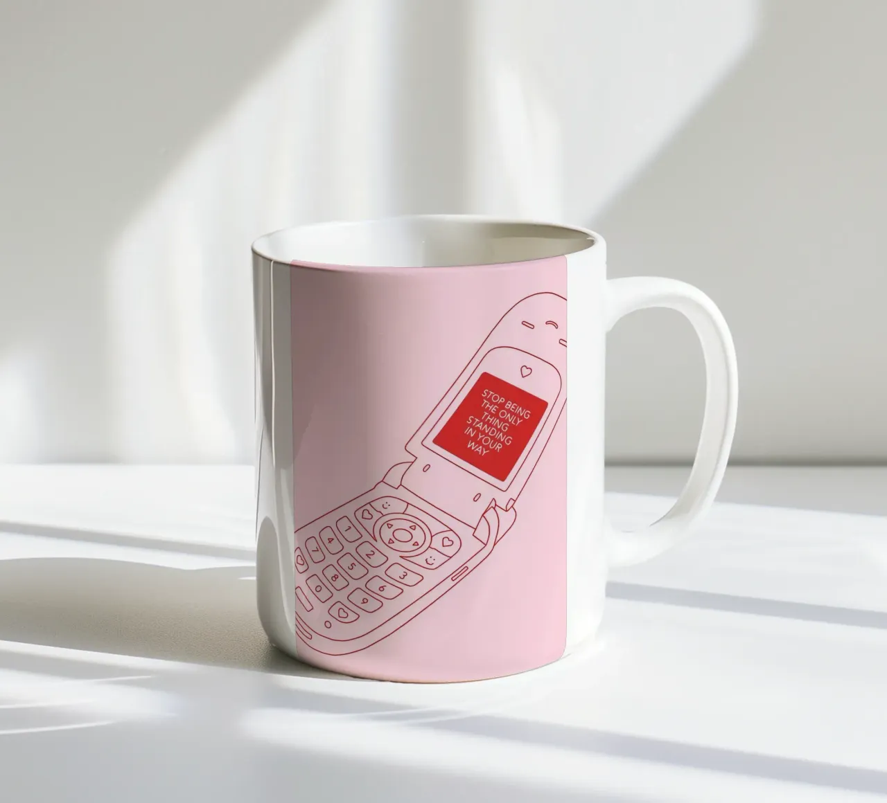 Retro Flip Phone Art | Stop Standing In Your Way mug en céramique de NorwesClub