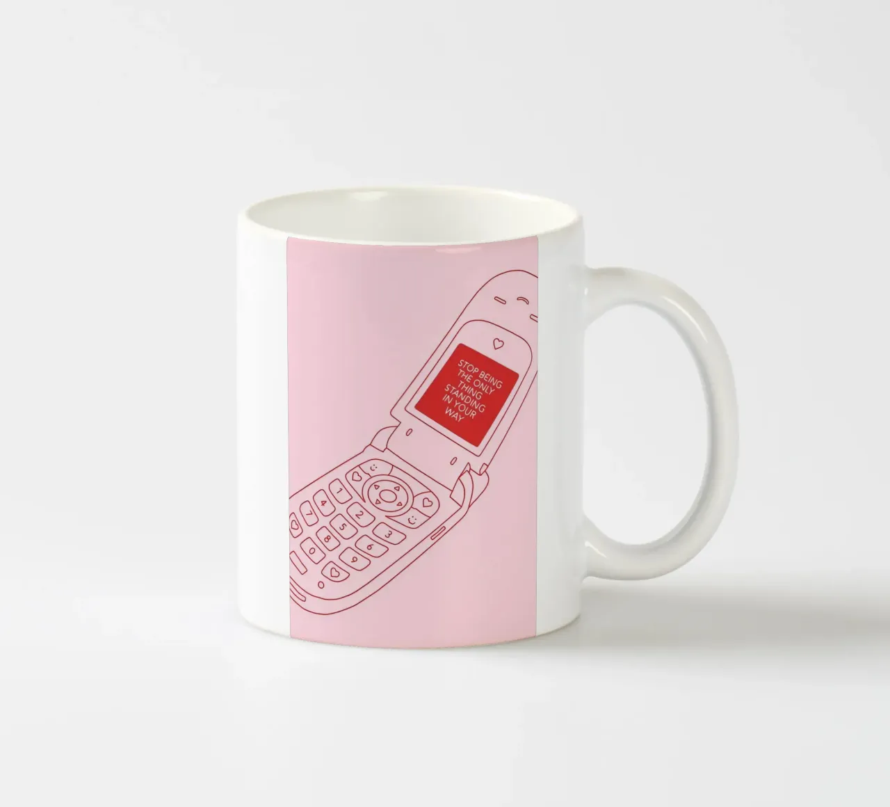 Retro Flip Phone Art | Stop Standing In Your Way mug en céramique de NorwesClub