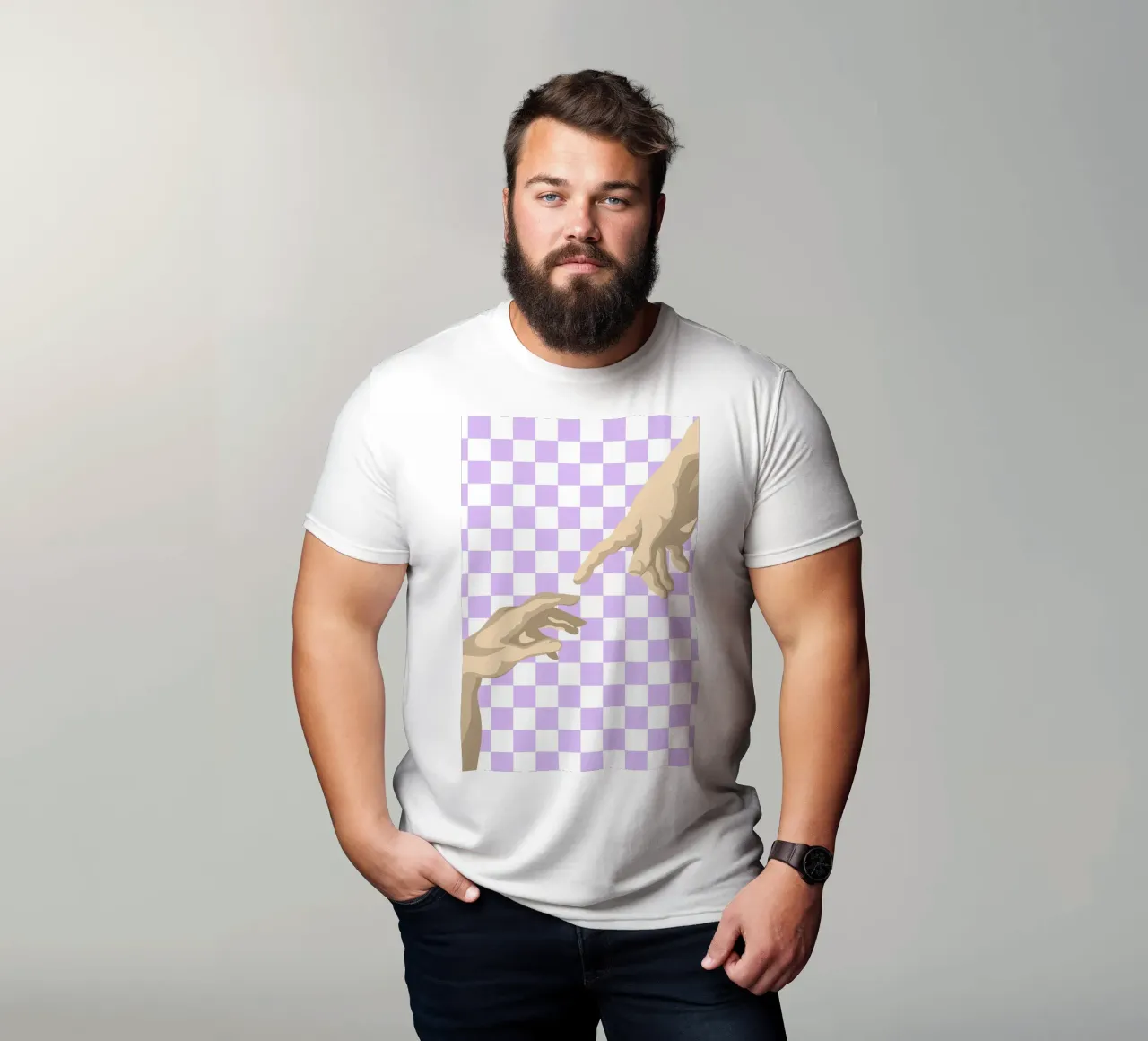 Creation of Adam Hands | Minimalist Graphic Print t-shirt by NorwesClub