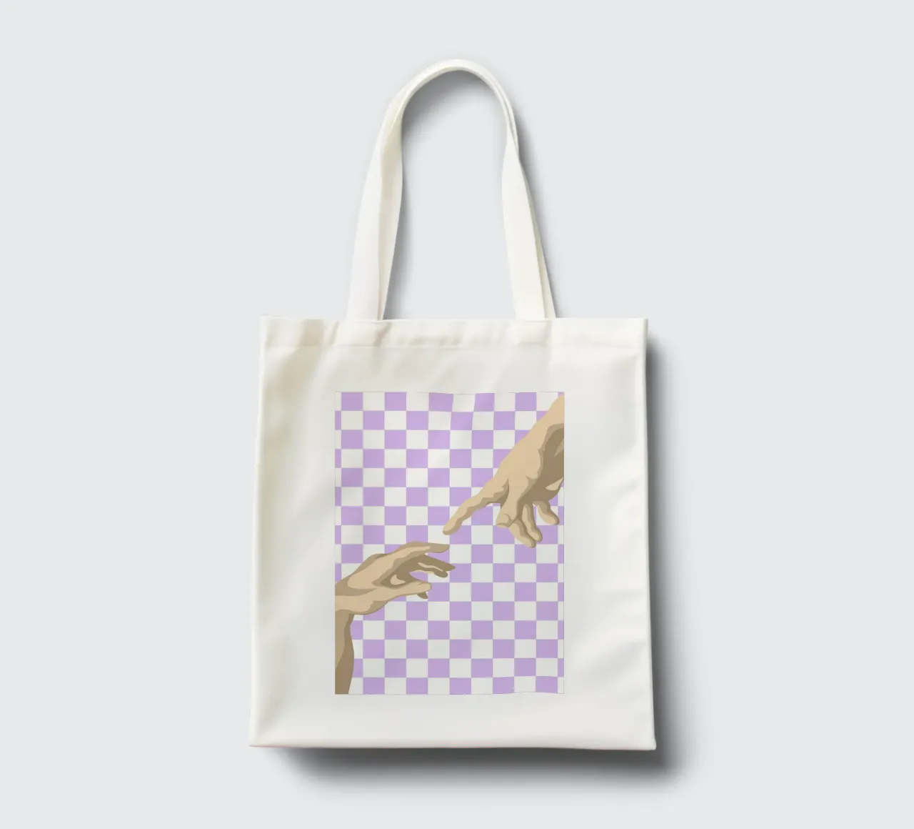Creation of Adam Hands | Minimalist Graphic Print tote bag by NorwesClub