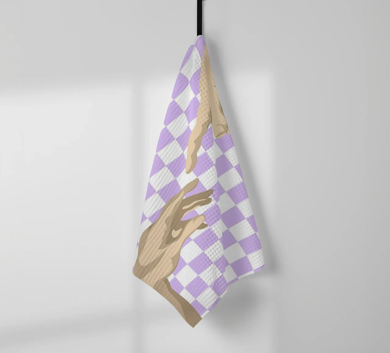 Creation of Adam Hands | Minimalist Graphic Print tea towel by NorwesClub