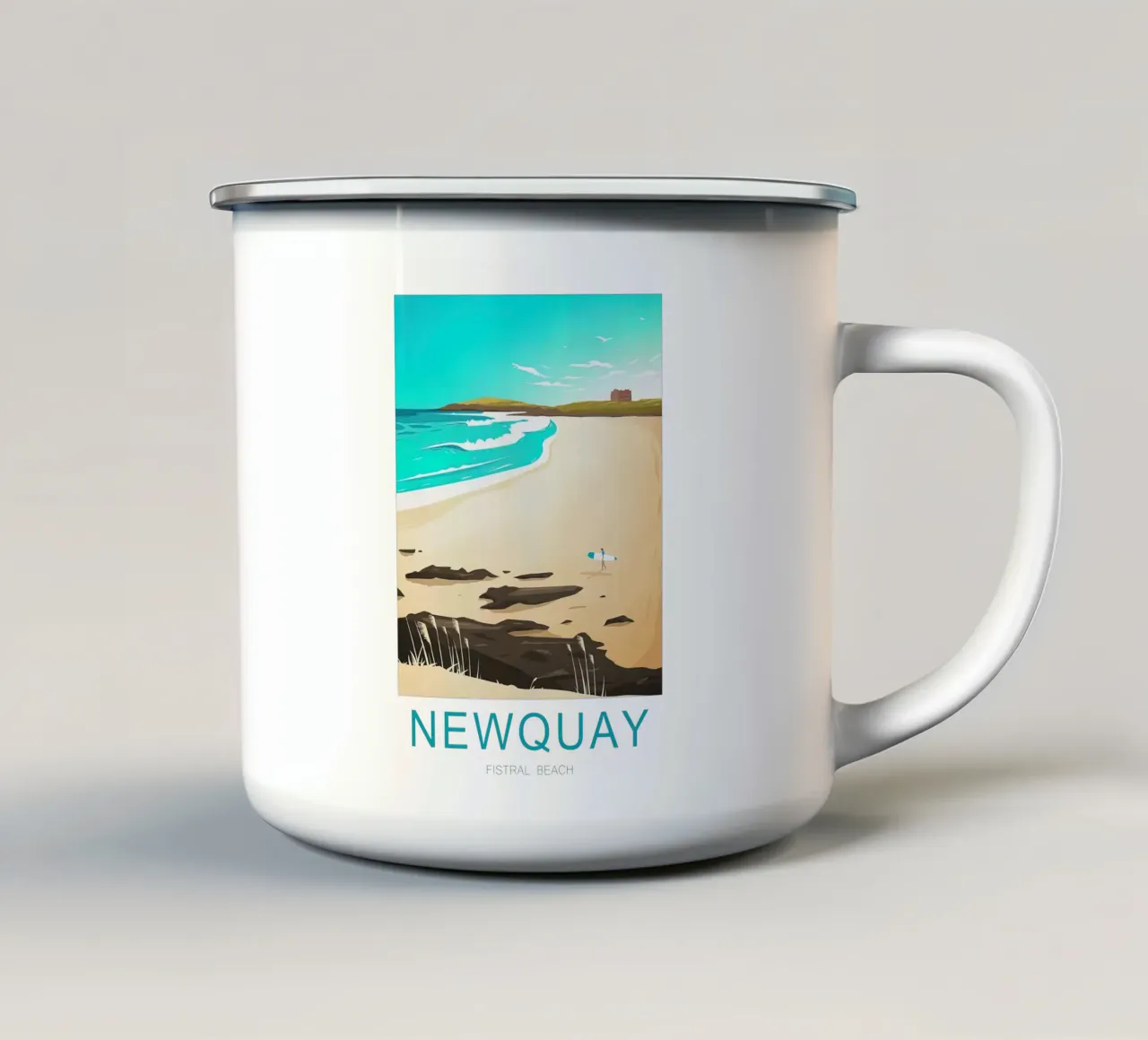 Viaggi d'epoca Cornovaglia Newquay tazza in smalto da Liliestudio