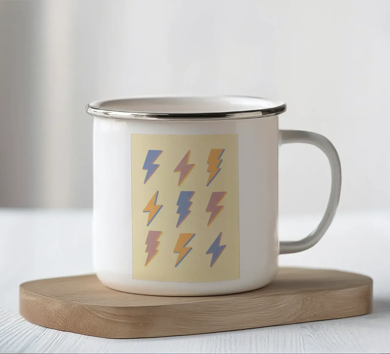 Pastel Bliksemschichten Print | Retro Grafische Kunst emaille mok van NorwesClub