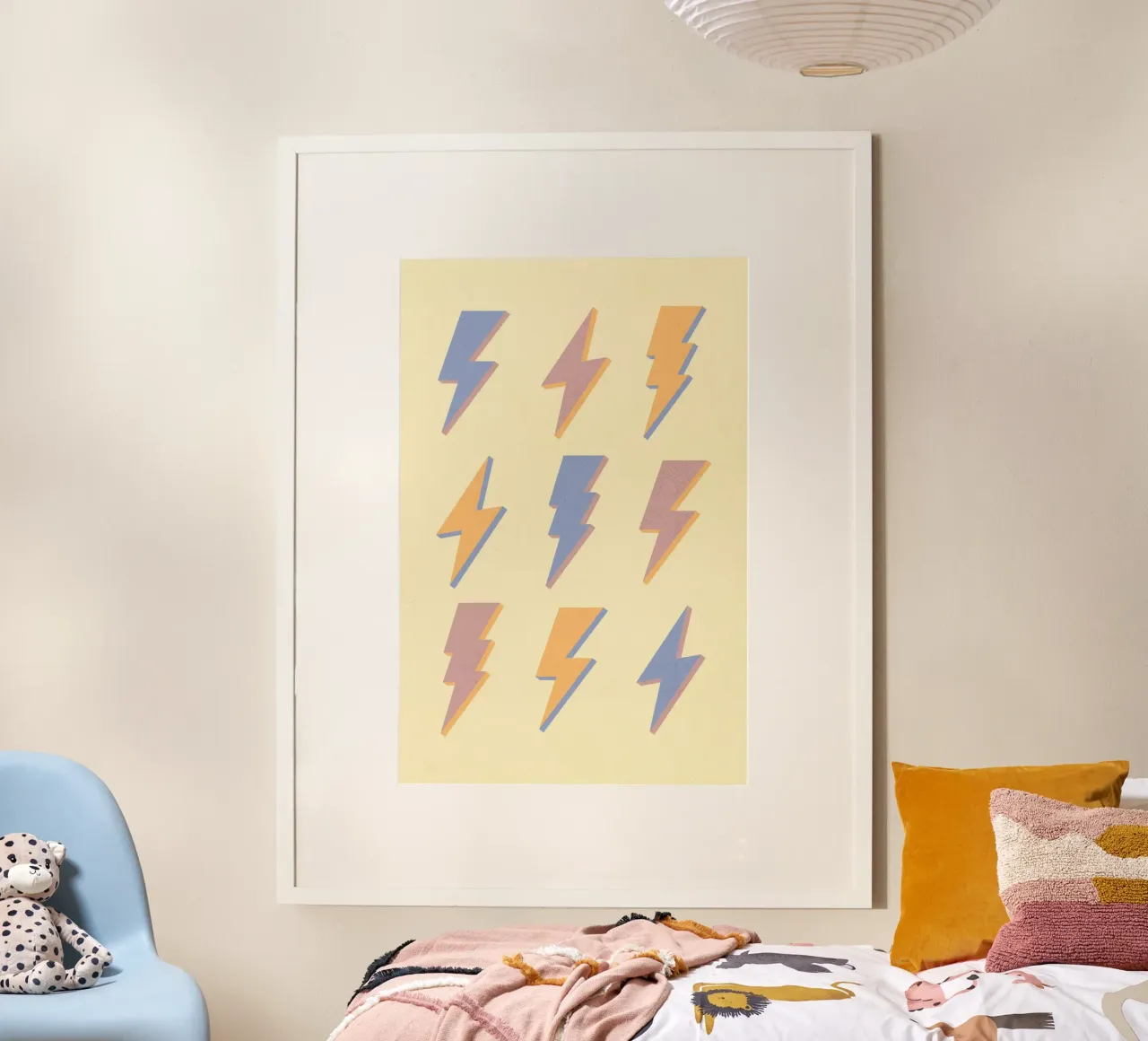 Pastel Lightning Bolts Print | Arte Gráfico Retro hahnemühle de NorwesClub