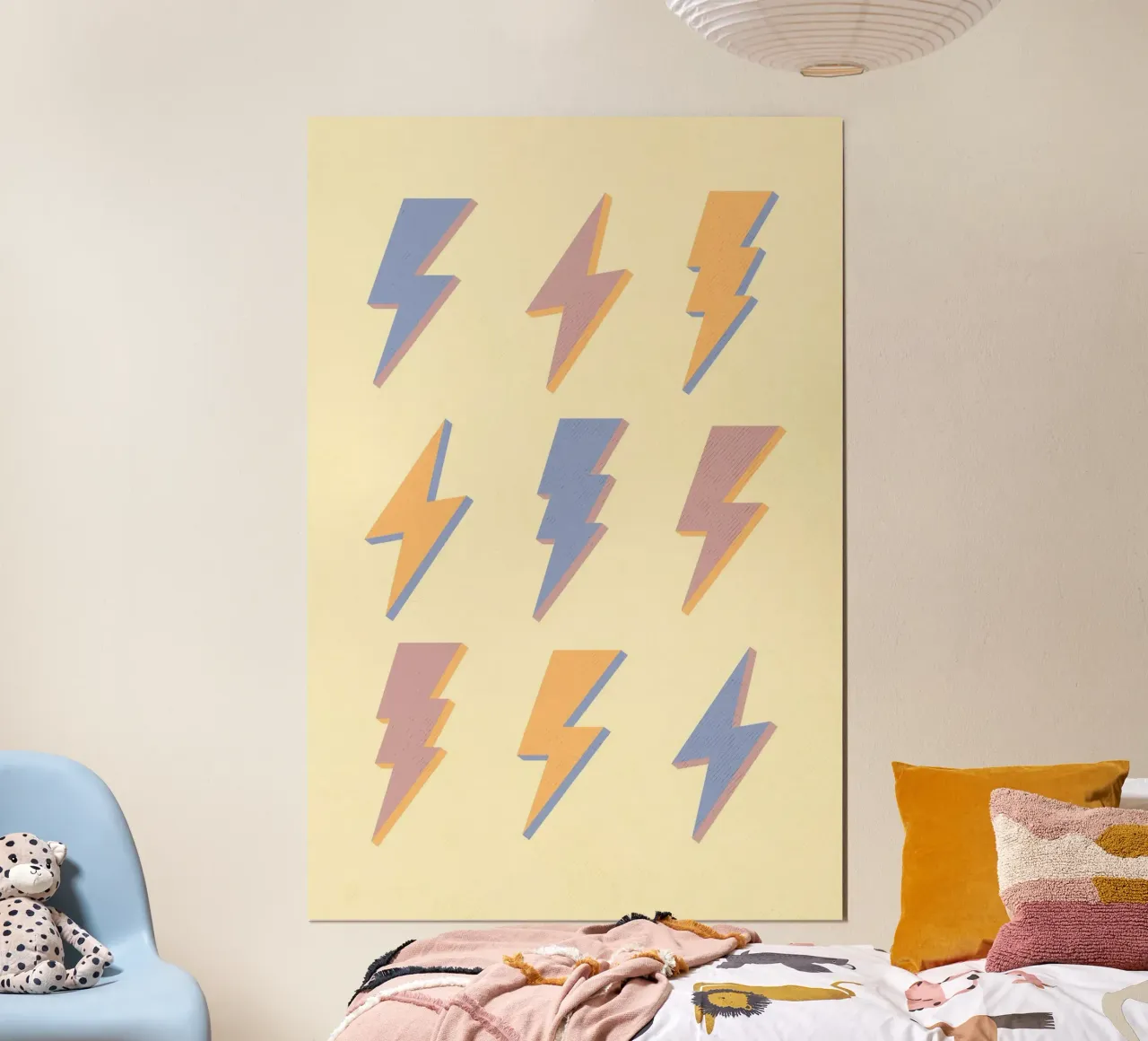 Pastel Lightning Bolts Print | Arte Gráfico Retro hahnemühle de NorwesClub