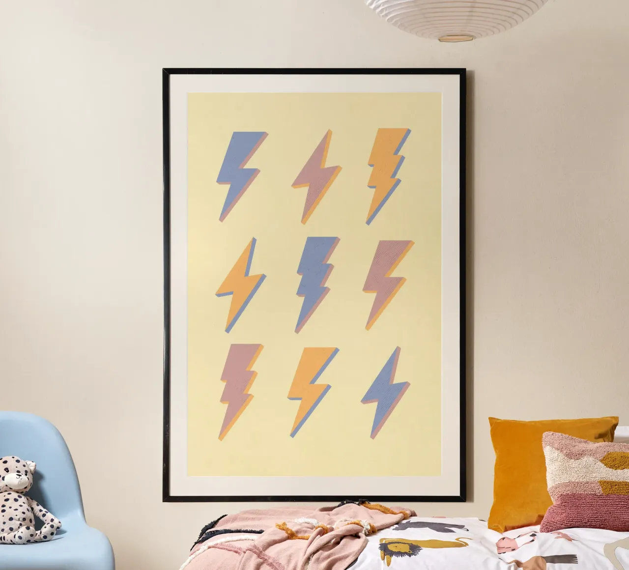 Pastel Lightning Bolts Print | Arte Gráfico Retro hahnemühle de NorwesClub
