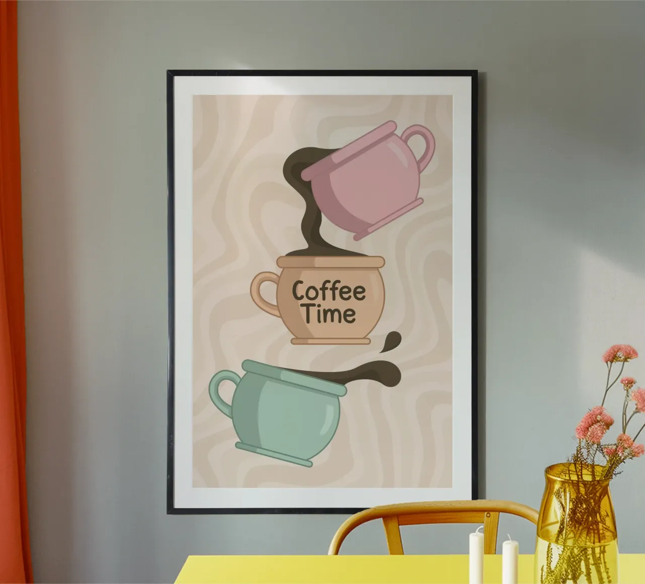 Coffee Time Grafikdruck | Skurrile Kaffeekunst Poster von NorwesClub