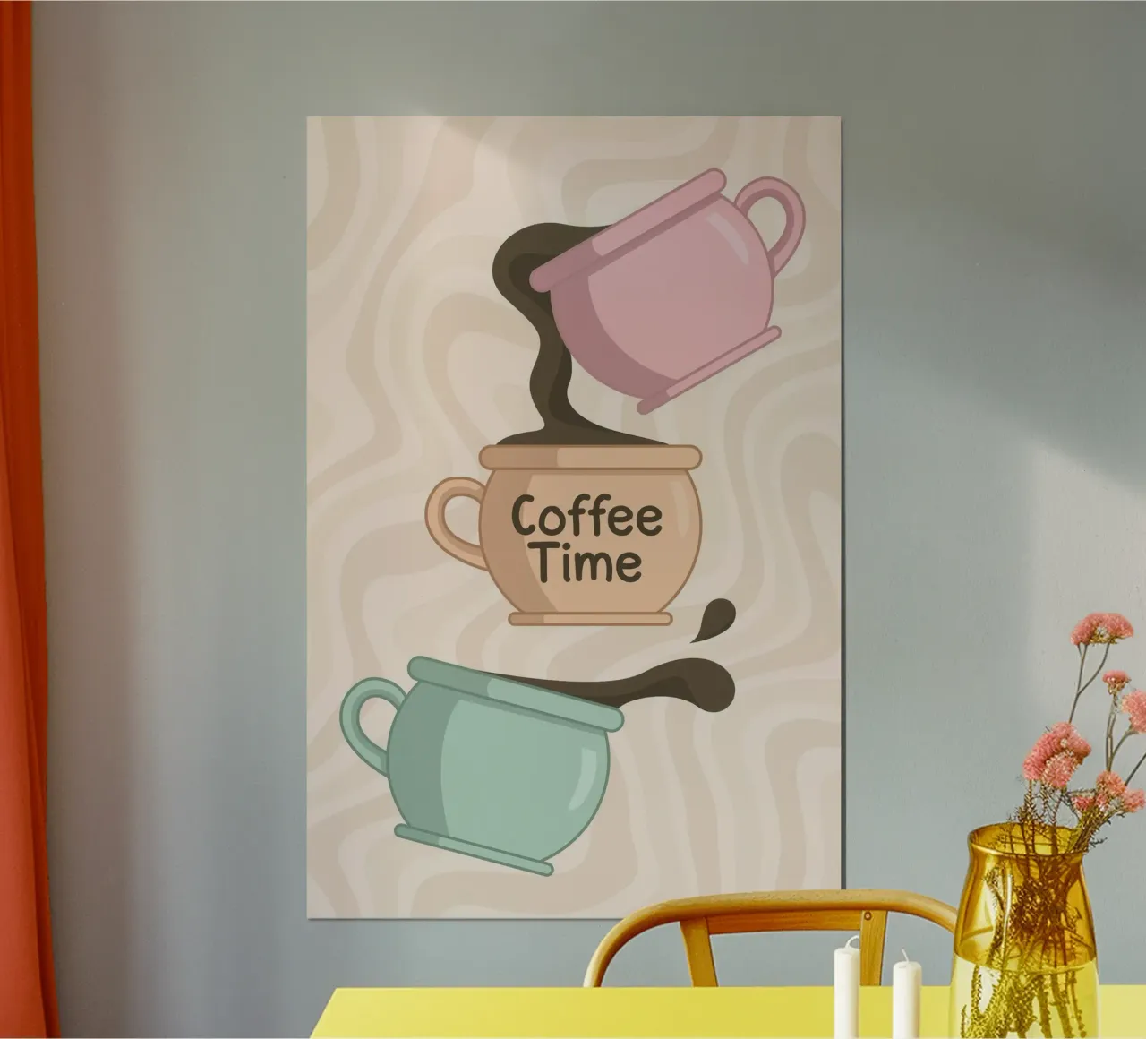 Coffee Time Grafikdruck | Skurrile Kaffeekunst Poster von NorwesClub