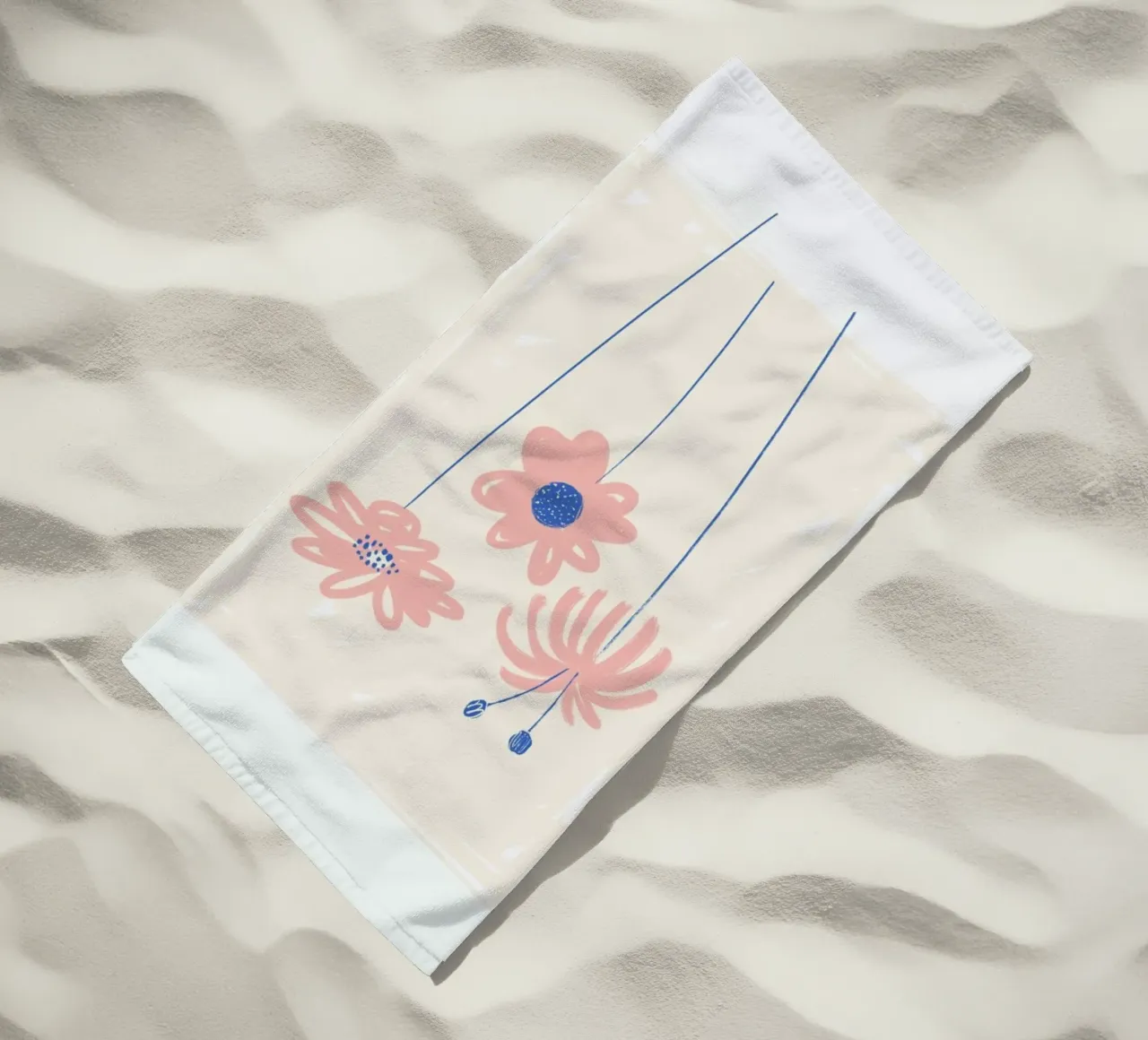 Garden Flowers Pink beach towel by Pure