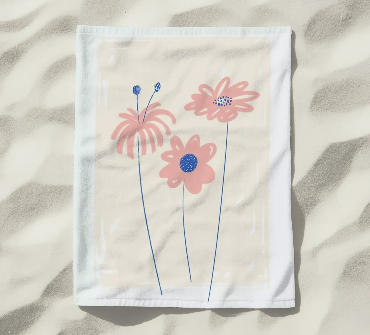 Garden Flowers Pink beach towel by Pure