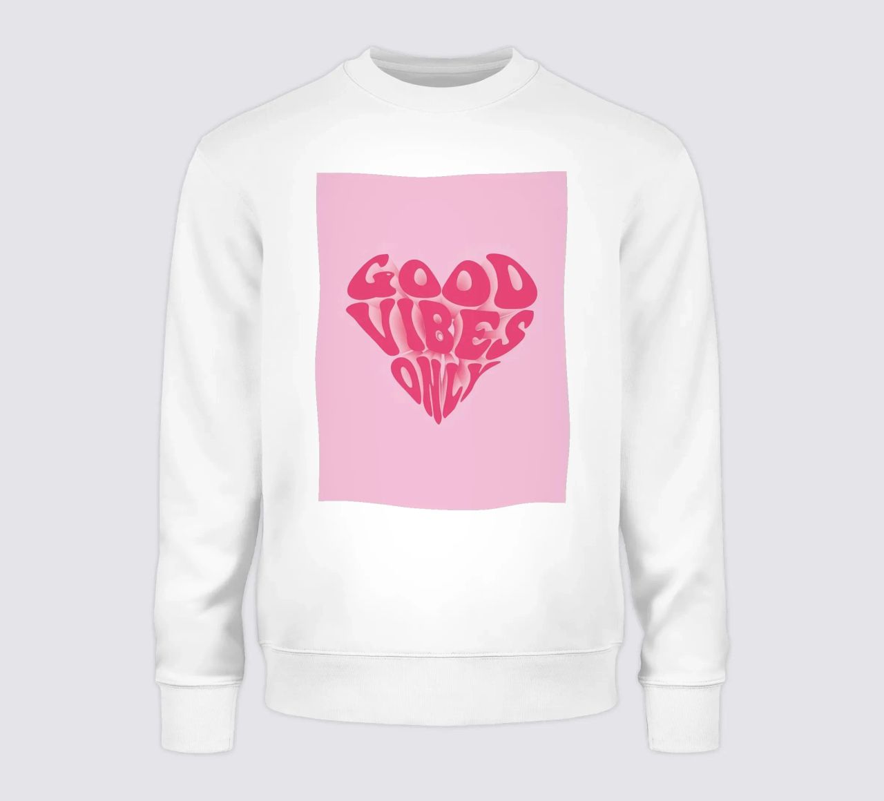 Stampa Good Vibes Only | Arte murale estetica rosa felpa da NorwesClub