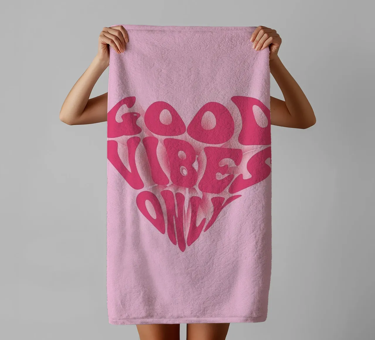 Good Vibes Only Print | Pink Aesthetic Wall Art towel by NorwesClub