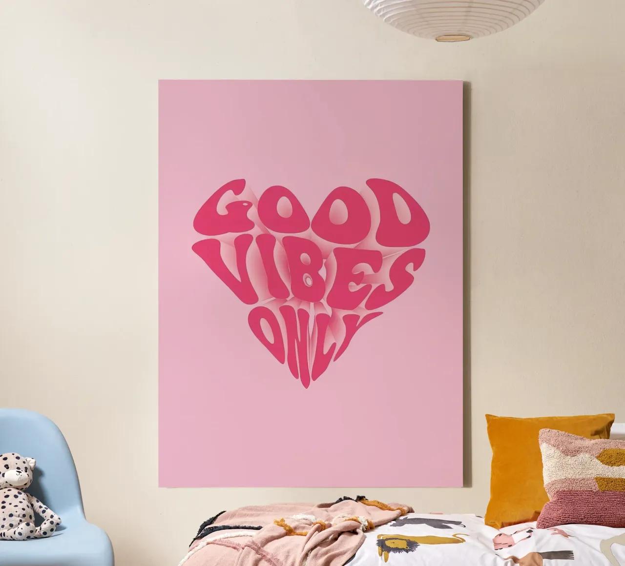 Good Vibes Only Print | Roze Esthetische Muurkunst canvas met Baklijst van NorwesClub