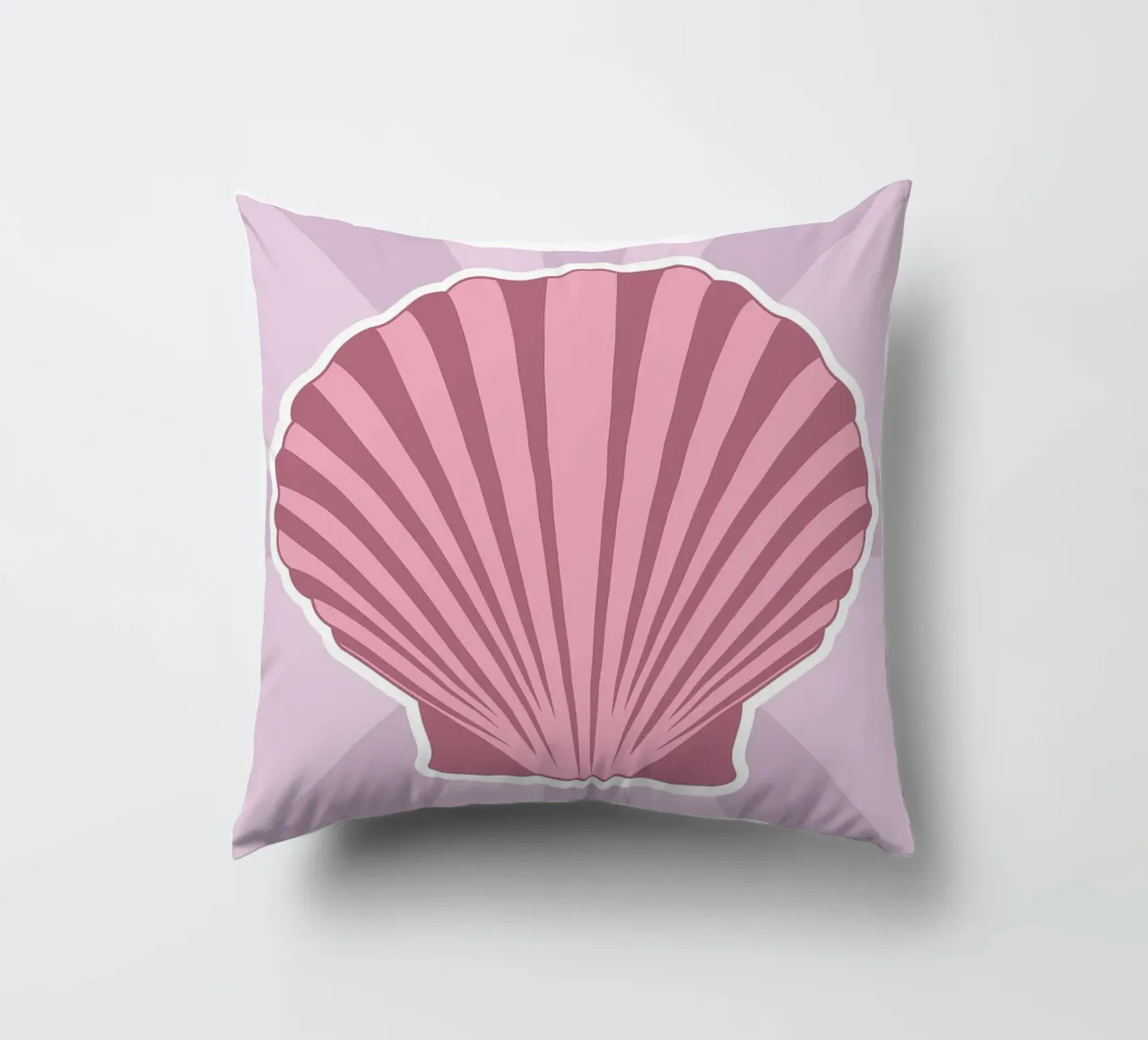Pink Scallop Seashell Print | Minimalist Coastal Art decorative cushion by NorwesClub