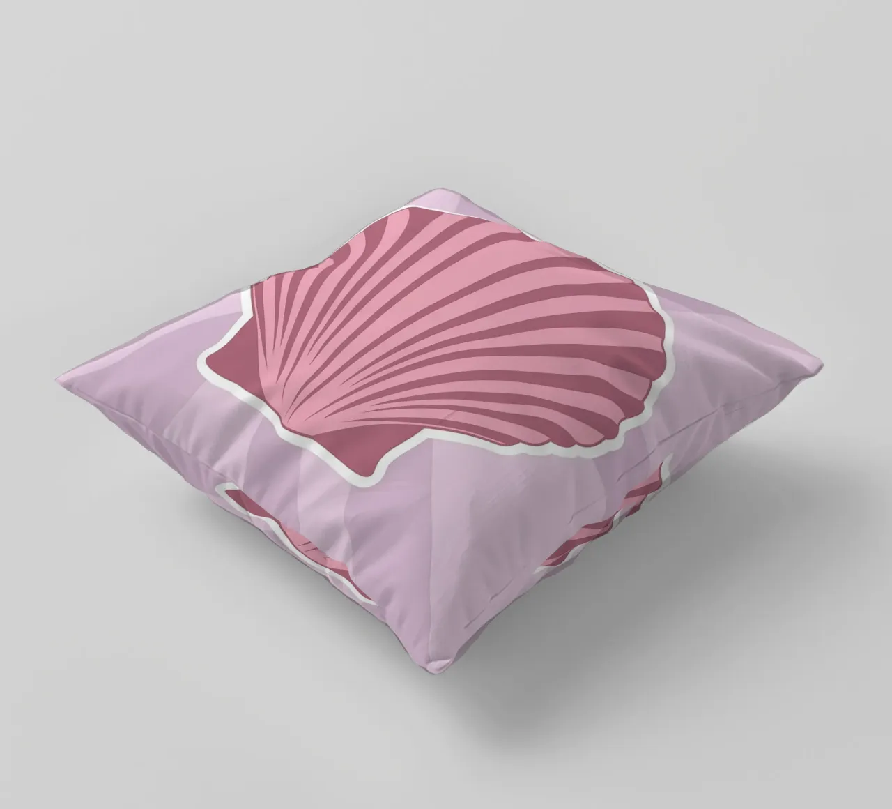 Pink Scallop Seashell Print | Minimalist Coastal Art decorative cushion by NorwesClub