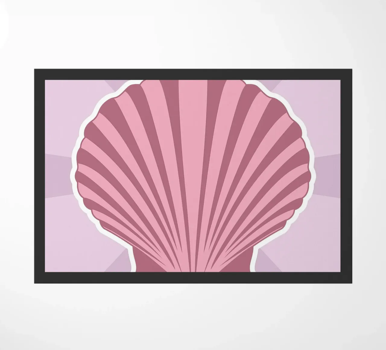 Pink Scallop Seashell Print | Minimalist Coastal Art doormat by NorwesClub