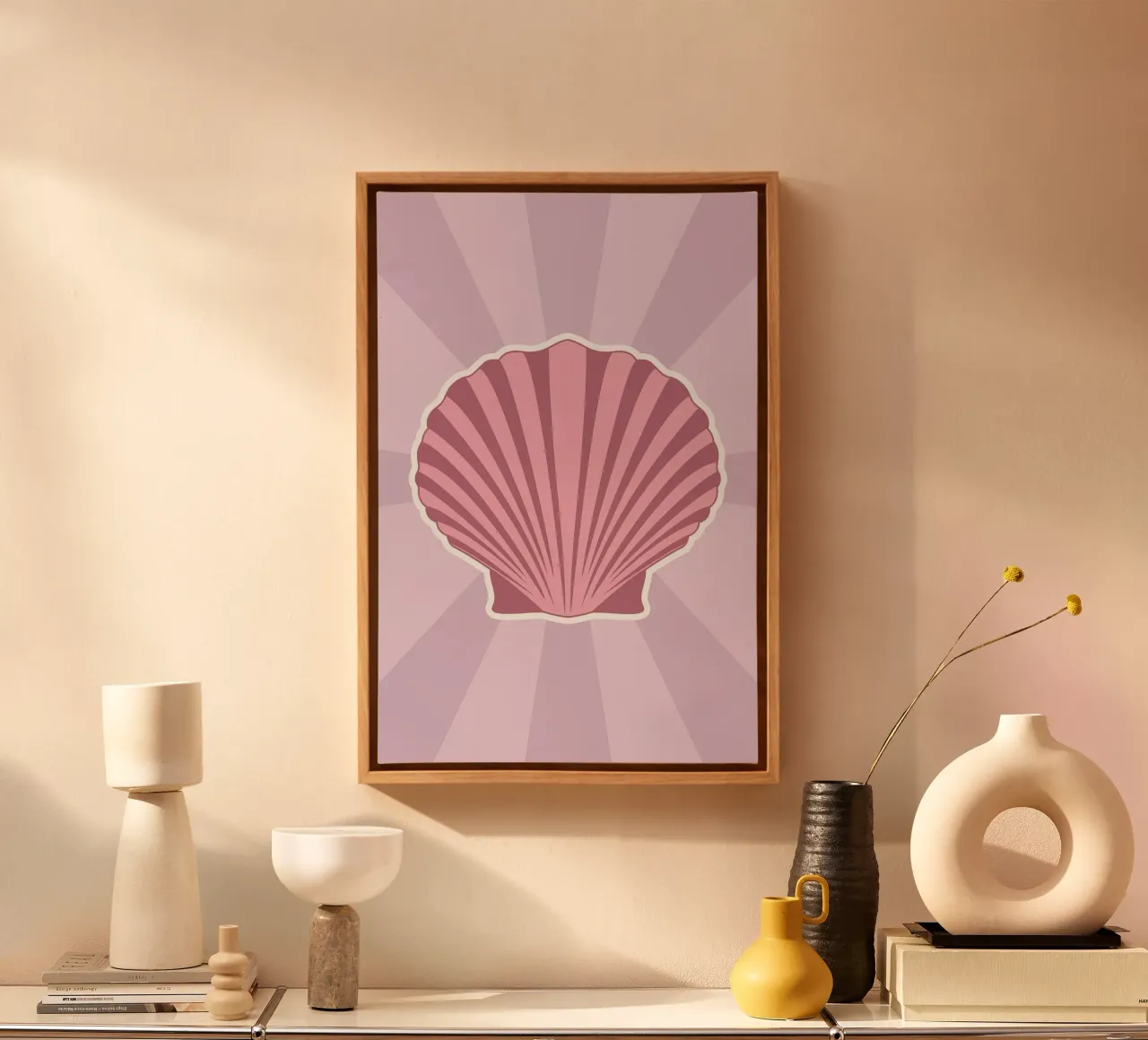 Pink Scallop Seashell Print | Minimalist Coastal Art canvas by NorwesClub