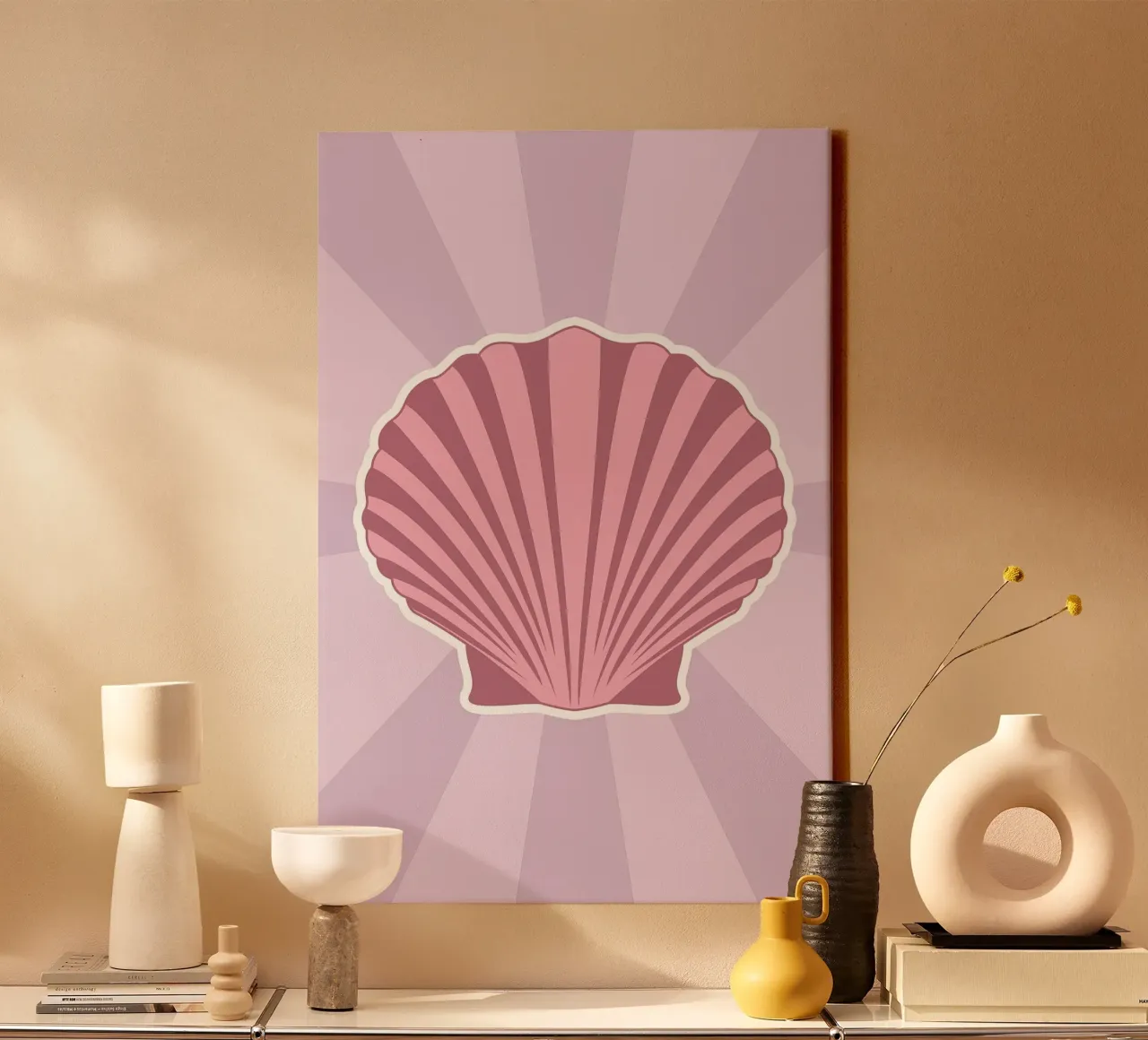 Pink Scallop Seashell Print | Minimalist Coastal Art canvas by NorwesClub