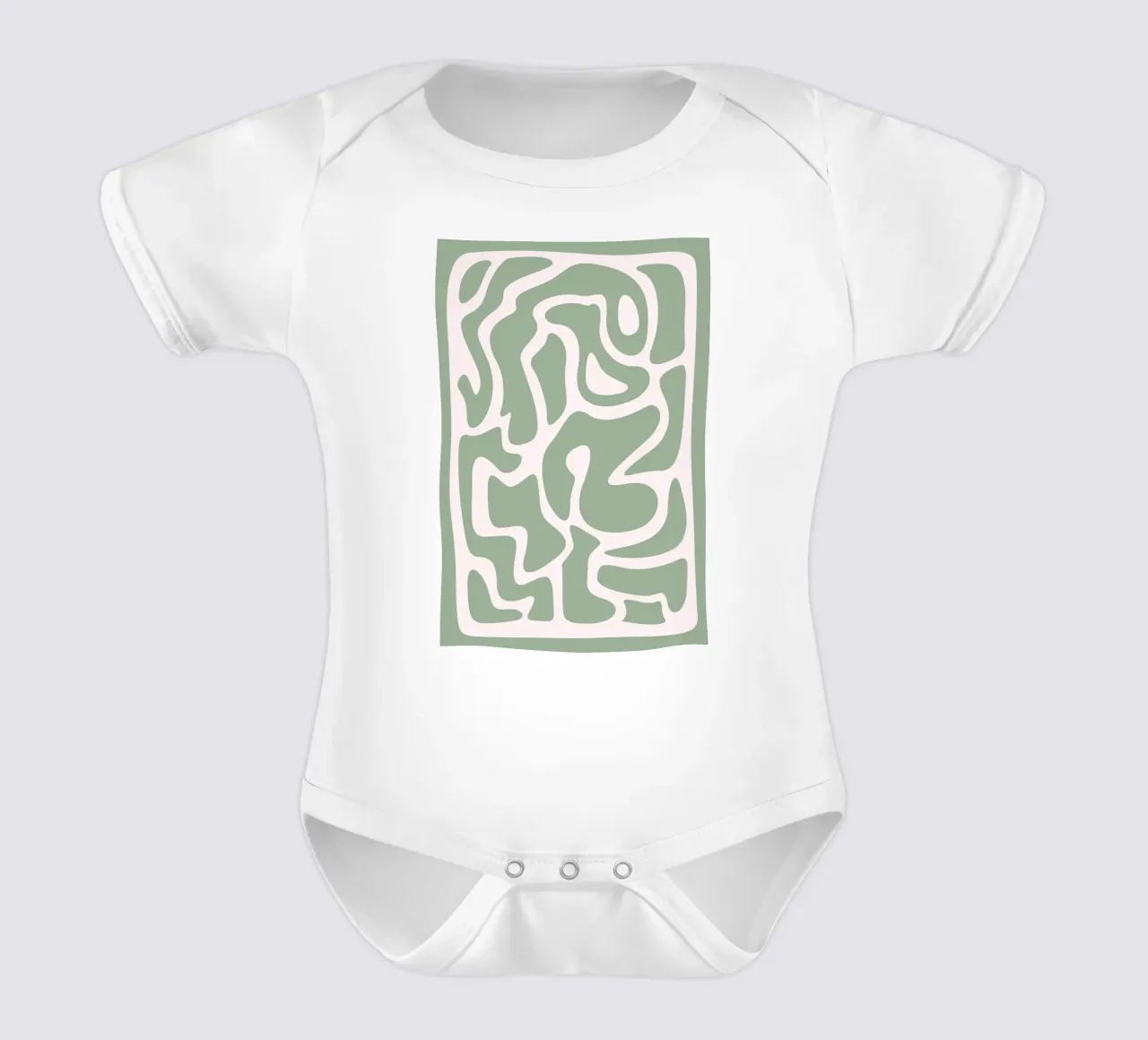 Botros Zaki Bio-Labyrinth | Minimalistischer Grüner Druck Kurzarm Babybody von NorwesClub