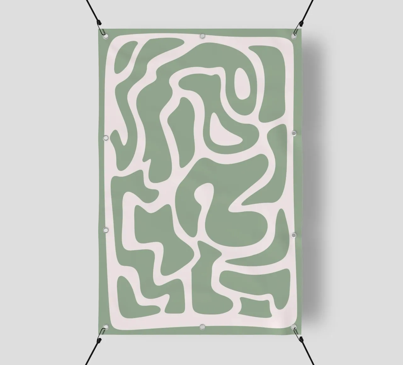Labirinto organico Botros Zaki - Stampa verde minimalista telo in pvc da NorwesClub