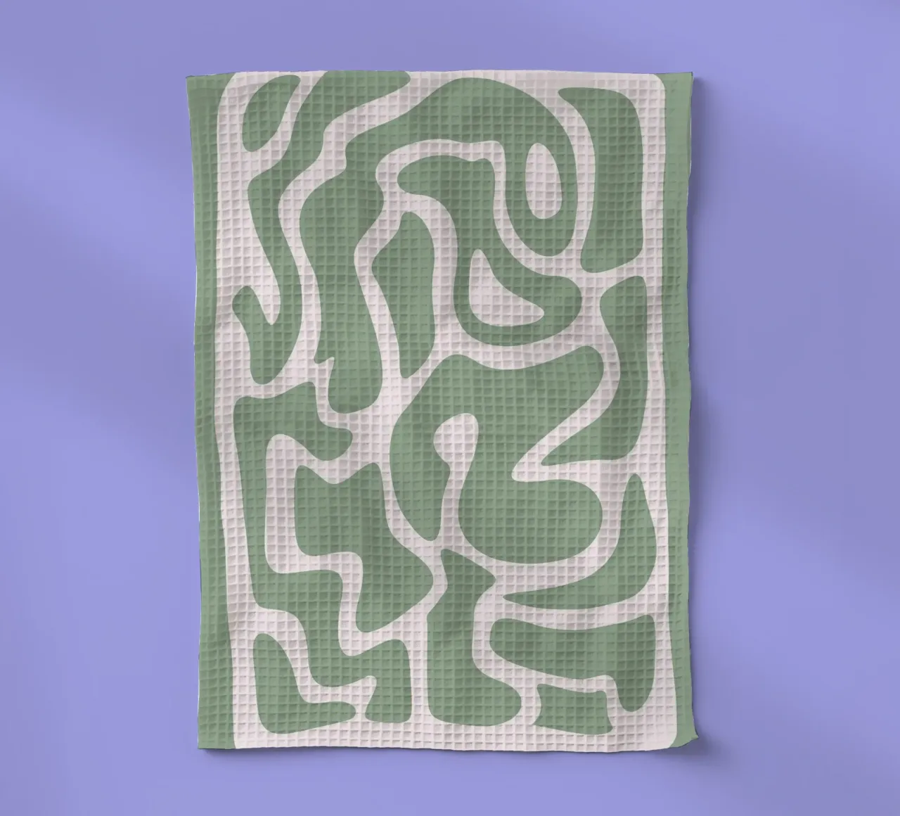 Botros Zaki Organic Maze | Minimalist Green Print torchon de NorwesClub