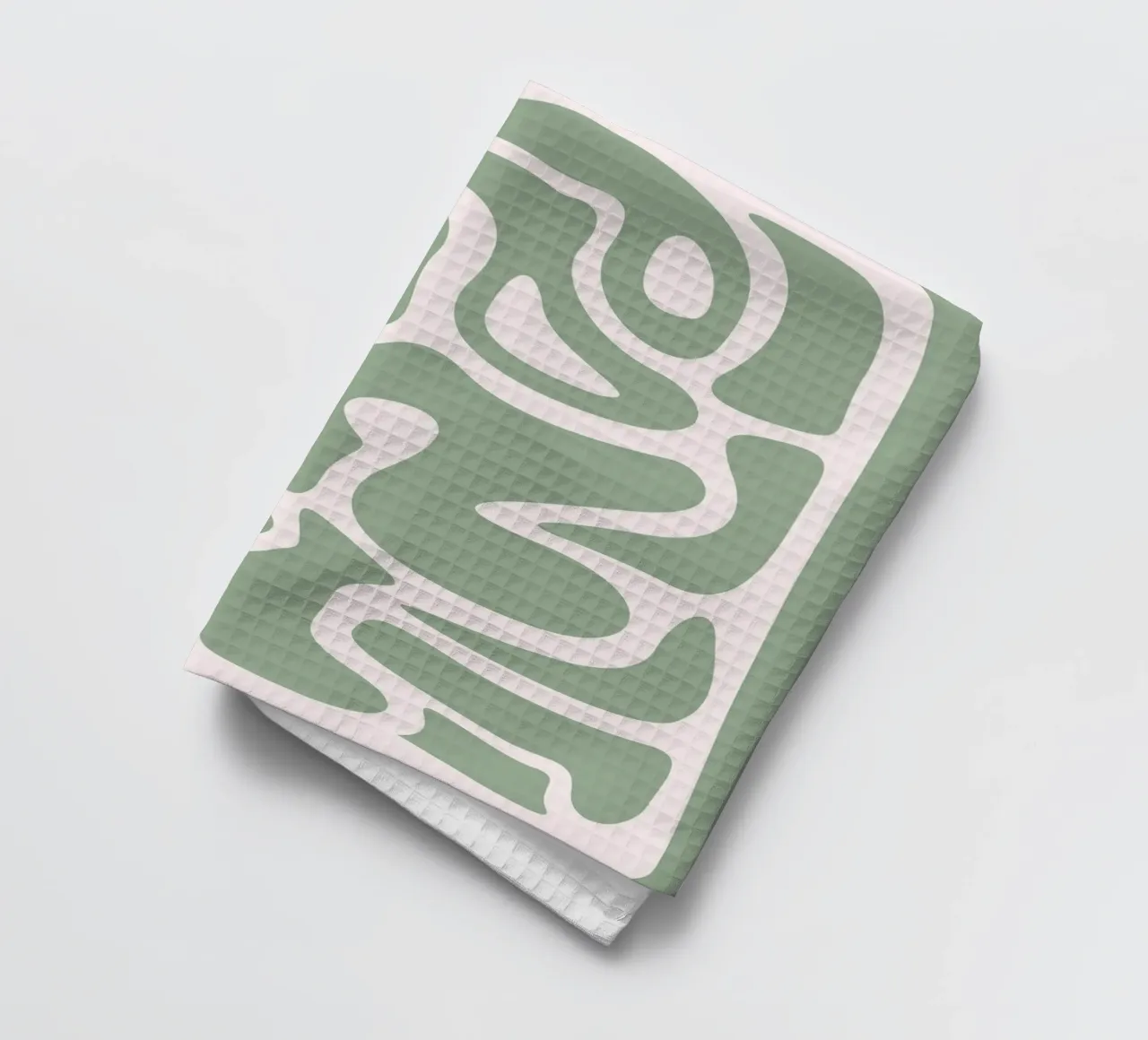 Botros Zaki Organic Maze | Minimalist Green Print torchon de NorwesClub