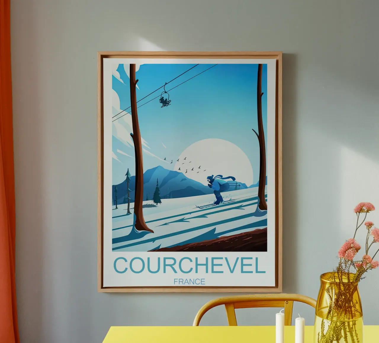 Courchevel reizen Frankrijk Skigebied canvas met Baklijst van Liliestudio