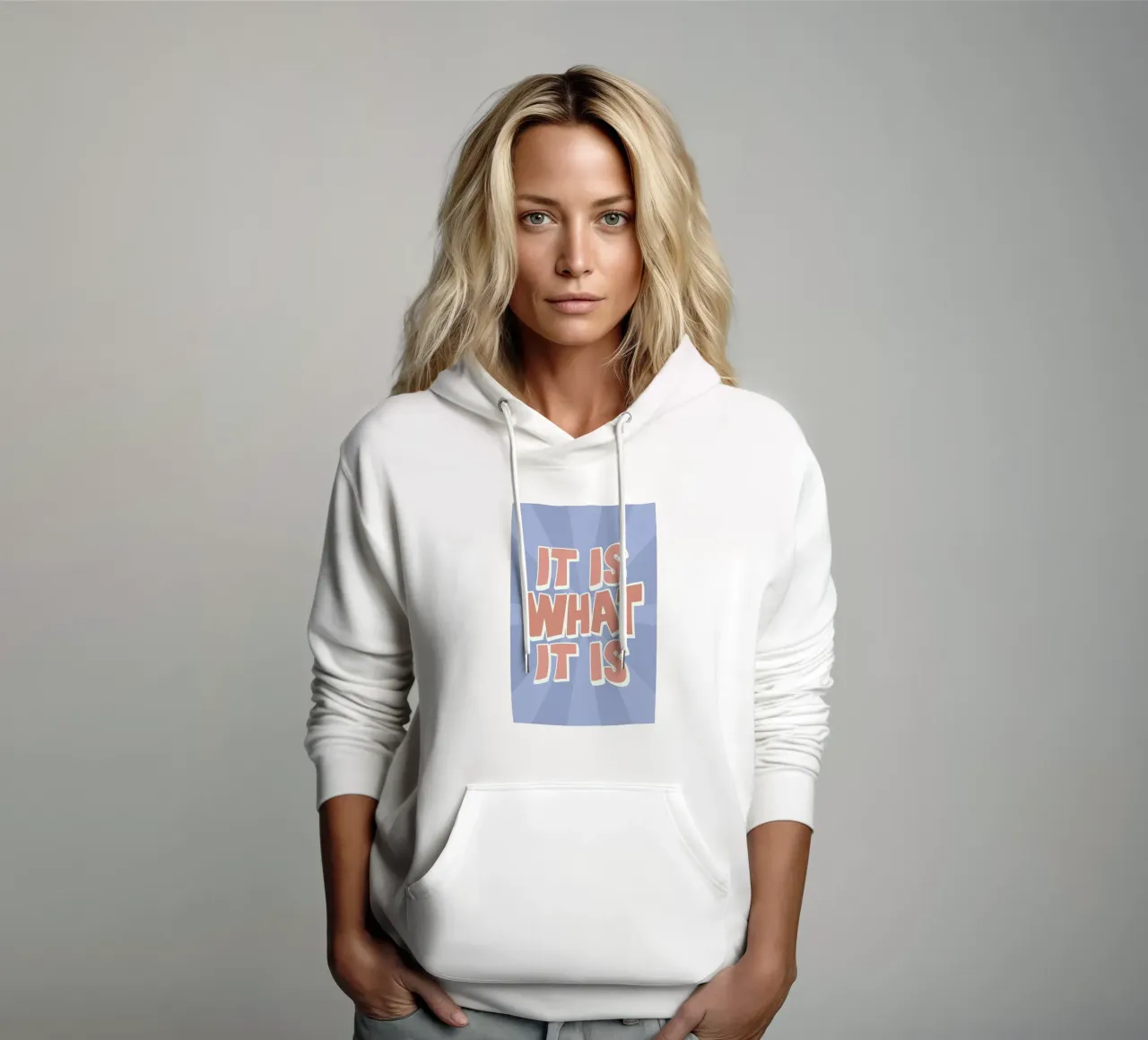 Het is wat het is Print | Retro Grafisch Citaat Kunst hoodie van NorwesClub