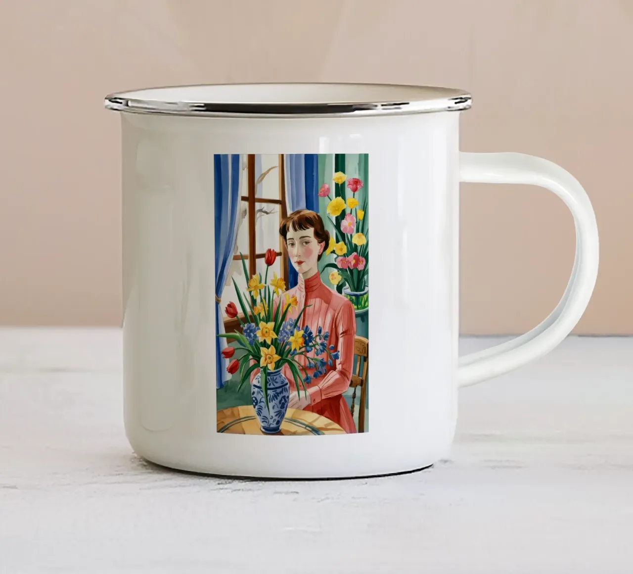 Eleganza floreale tazza in smalto da Murni Strokes